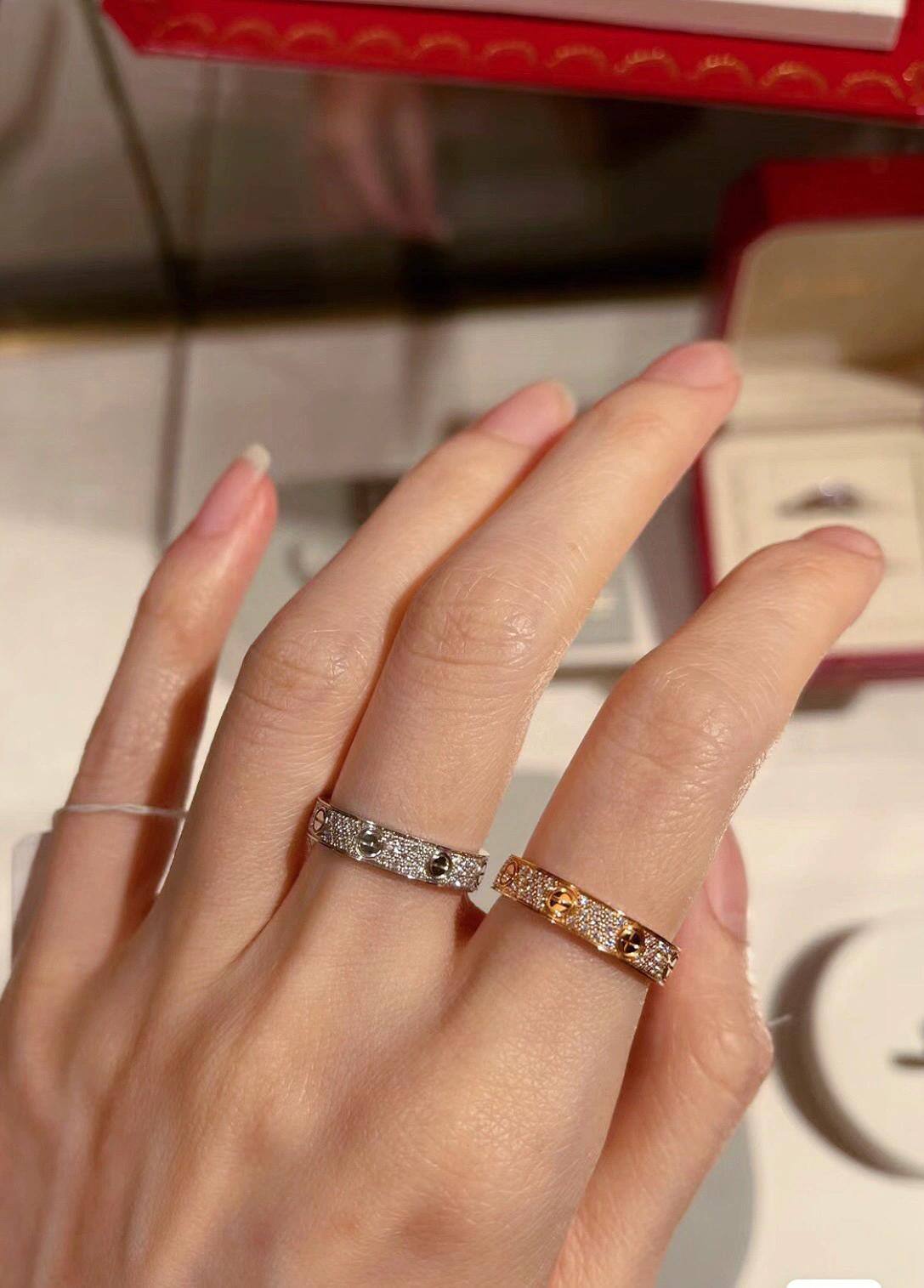 silver brass crystal inlaid Ring for women - alternate angle view 12