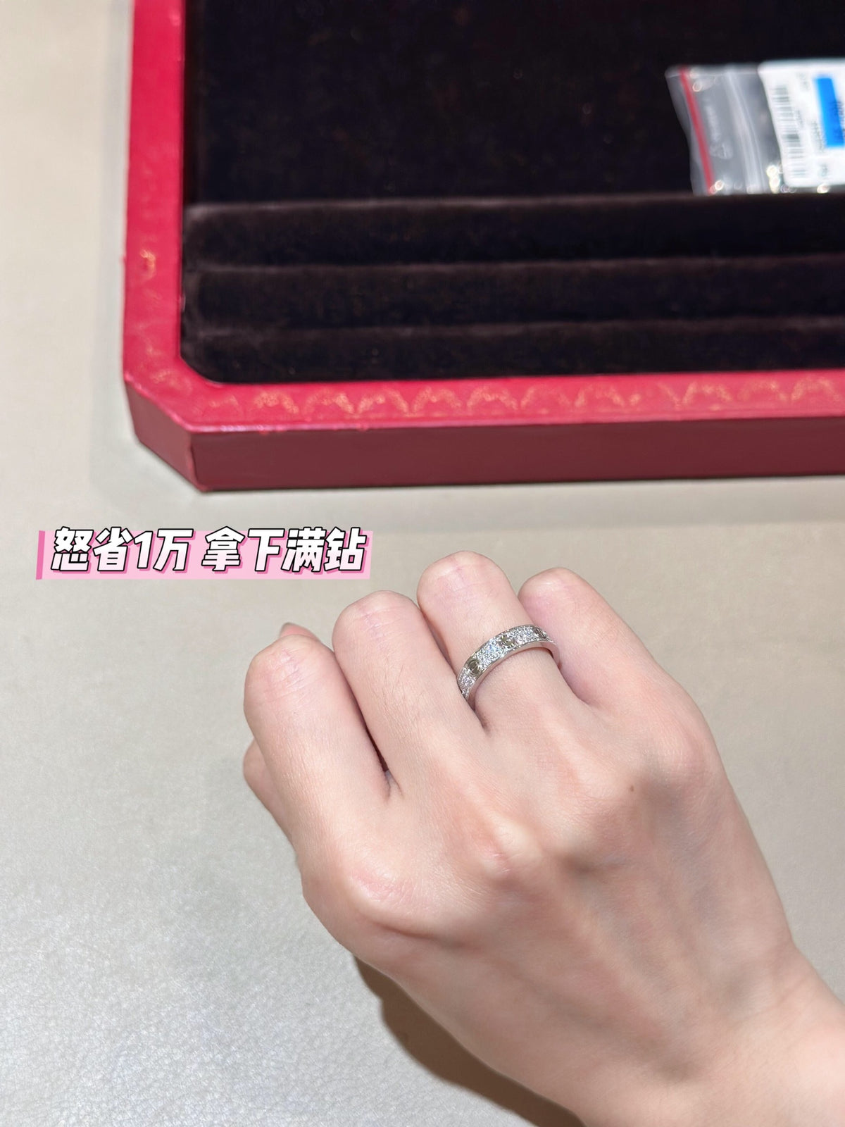 silver brass crystal inlaid Ring for women - alternate angle view 9