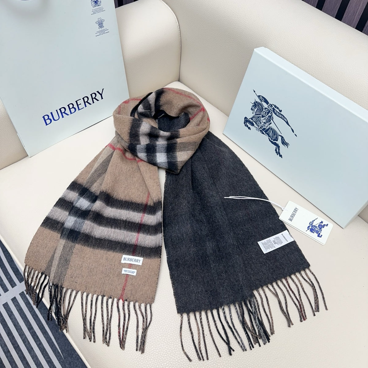 blue velvet elegant Scarf for men - alternate angle view 8