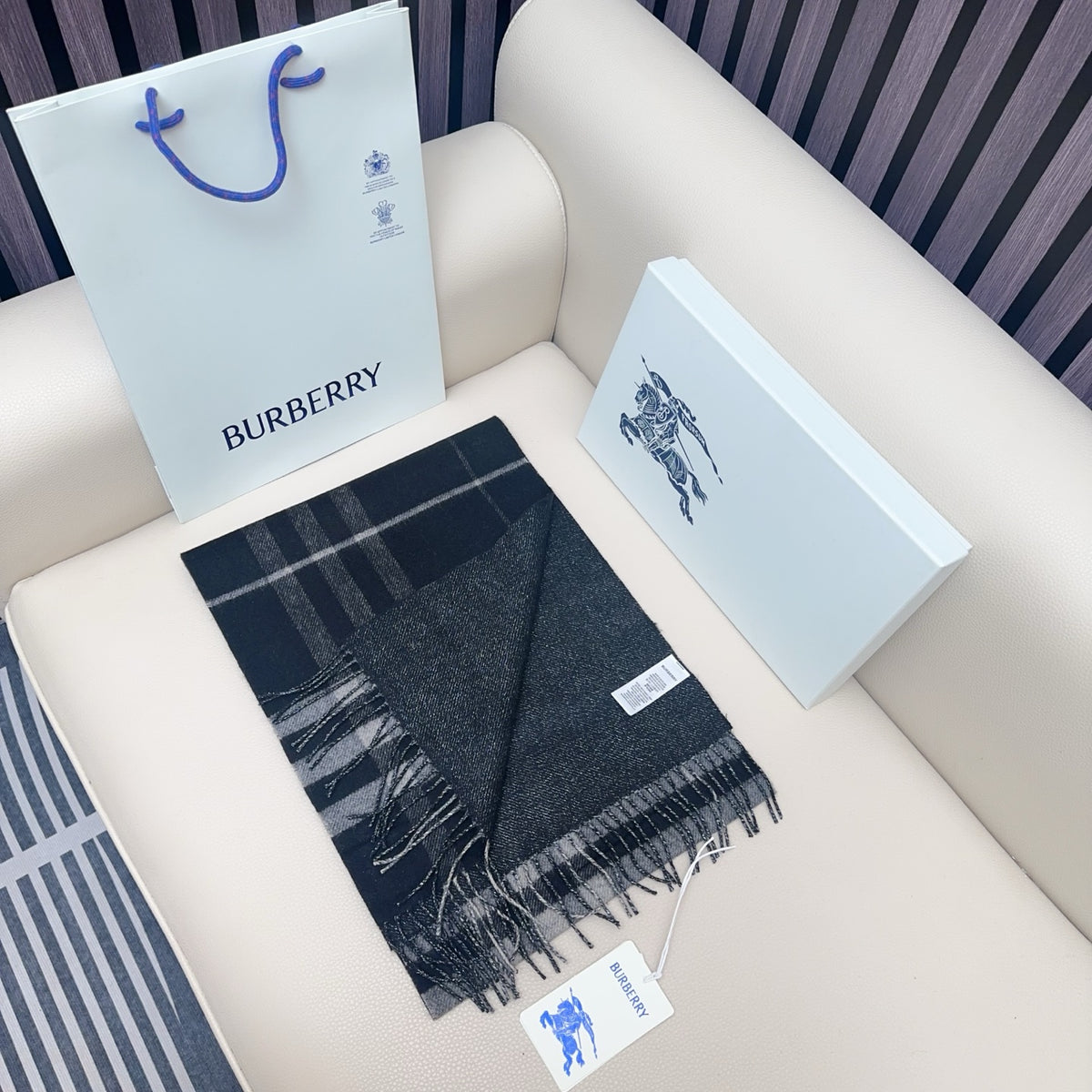blue velvet elegant Scarf for men - product detail view