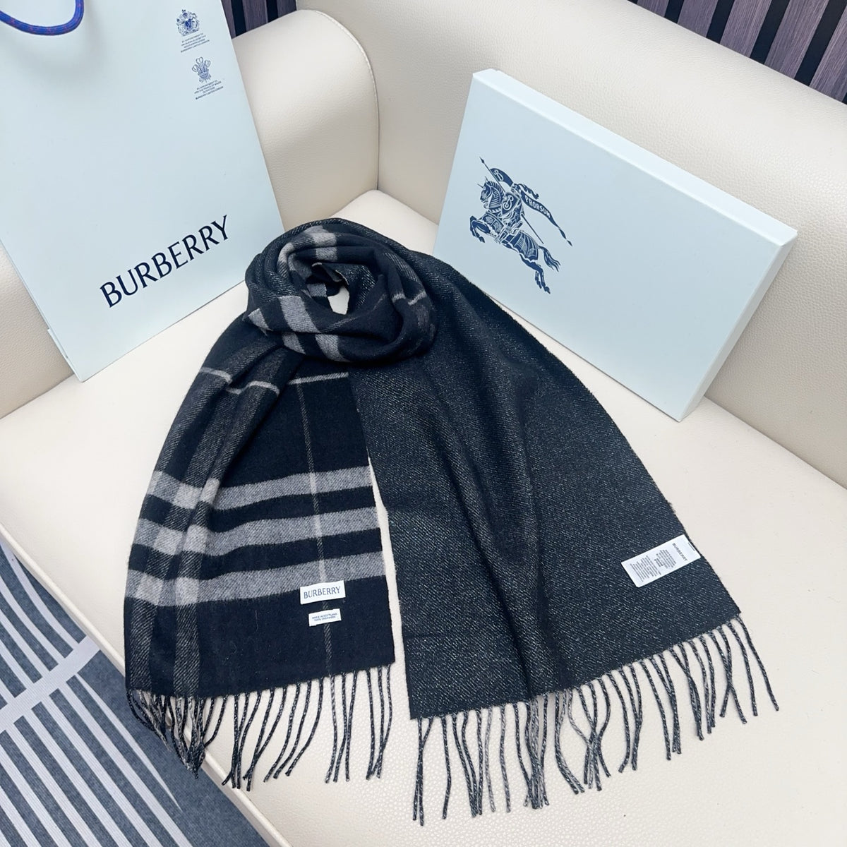 blue velvet elegant Scarf for men - alternate angle view 8