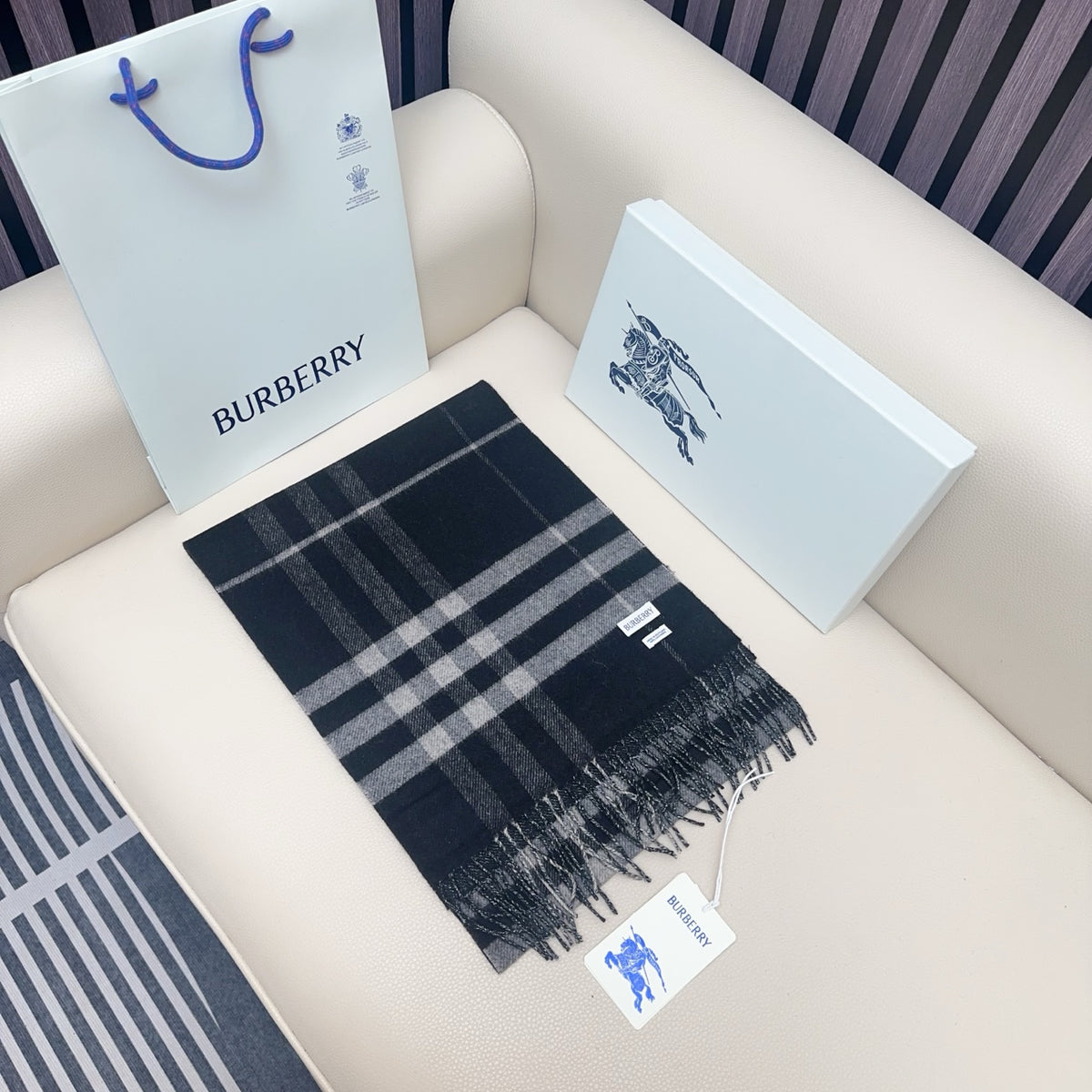 blue velvet elegant Scarf for men - alternate angle view 2