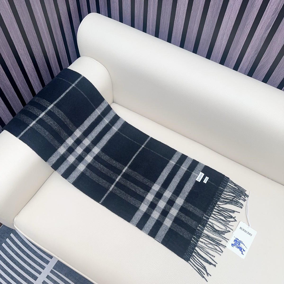 blue velvet elegant Scarf for men - alternate angle view 3