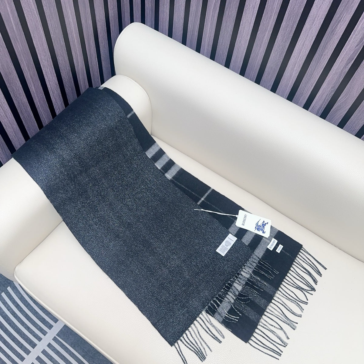 blue velvet elegant Scarf for men - alternate angle view 5