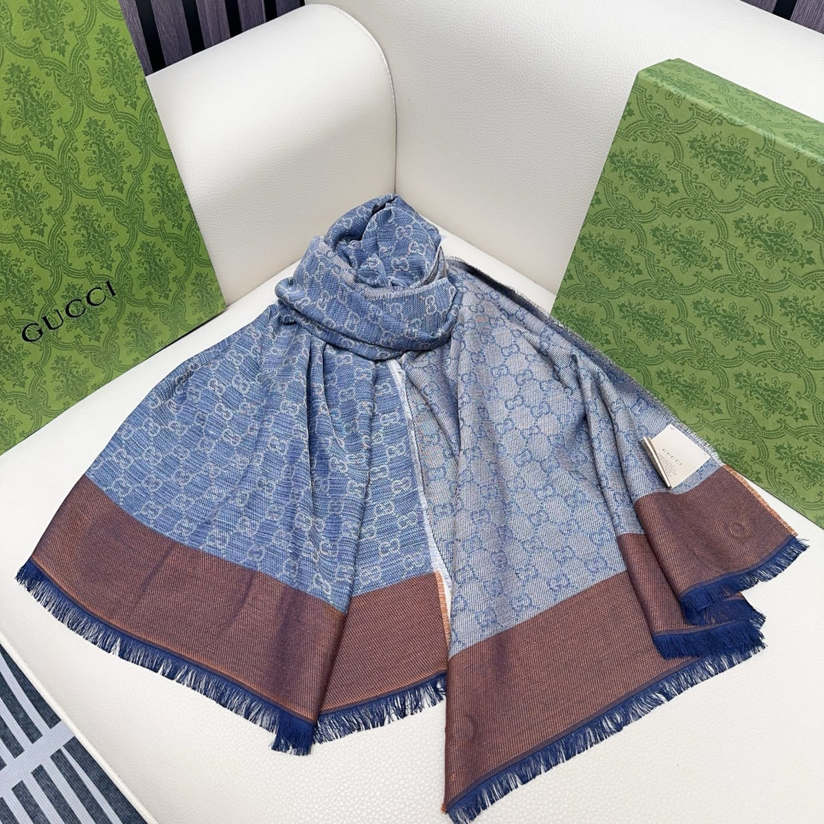 contrast color wool floral Scarf for women - alternate angle view 8