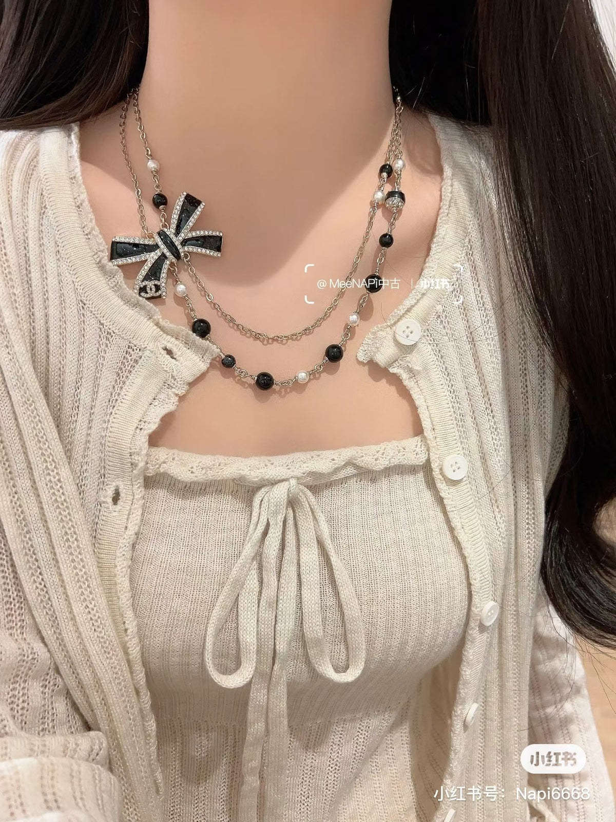 black and gold enamel butterfly Necklace for women - alternate angle view 9