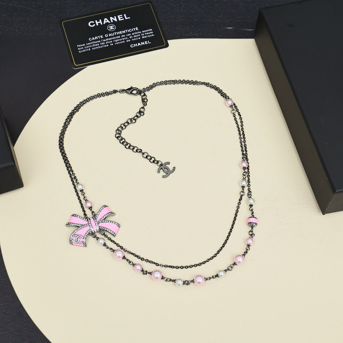 black and gold enamel butterfly Necklace for women - alternate angle view 4