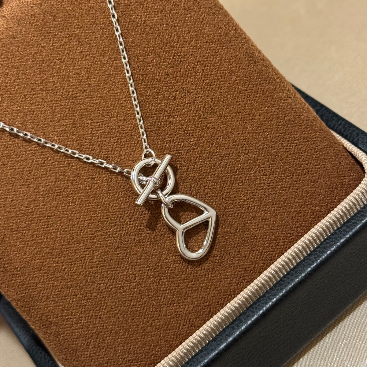 gold heart Necklace for unisex couple - product detail view