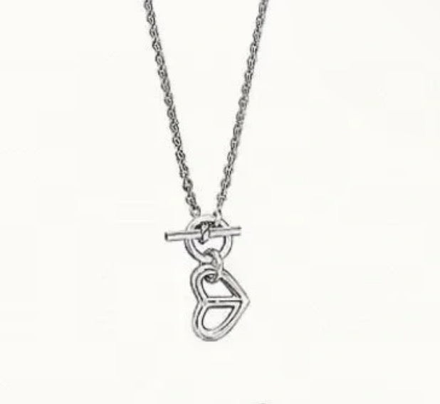 gold heart Necklace for unisex couple - alternate angle view 2