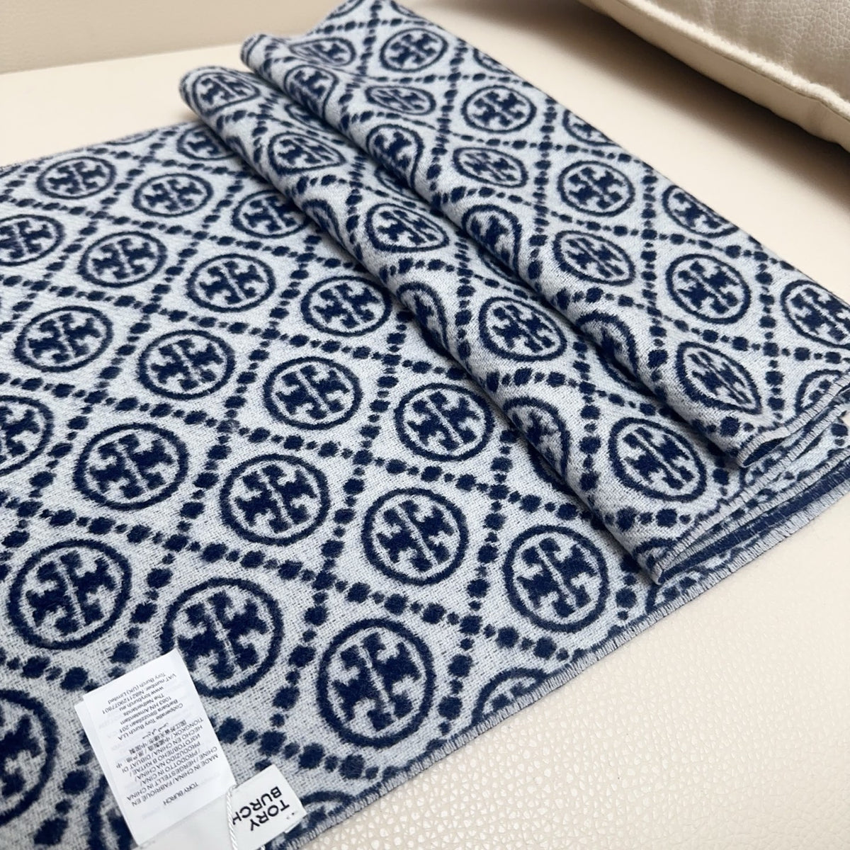 blue cotton floral Scarf for women - alternate angle view 7