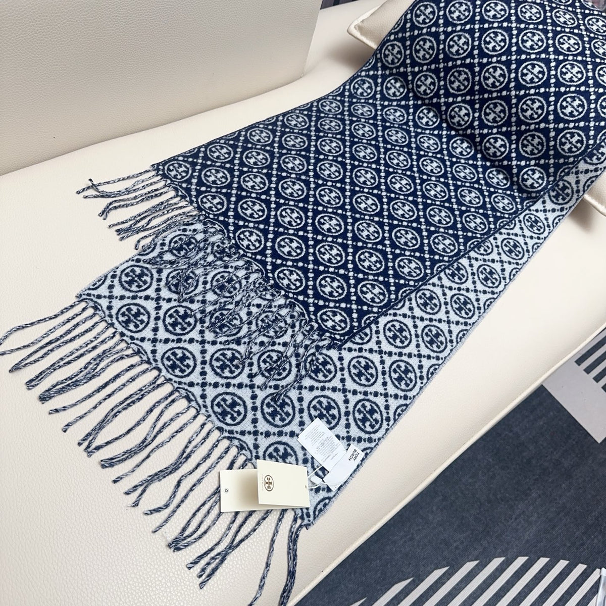 blue cotton floral Scarf for women - alternate angle view 4