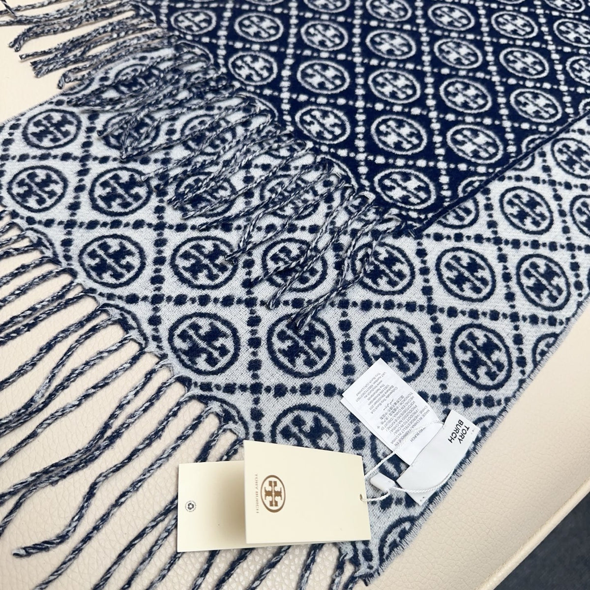 blue cotton floral Scarf for women - alternate angle view 5
