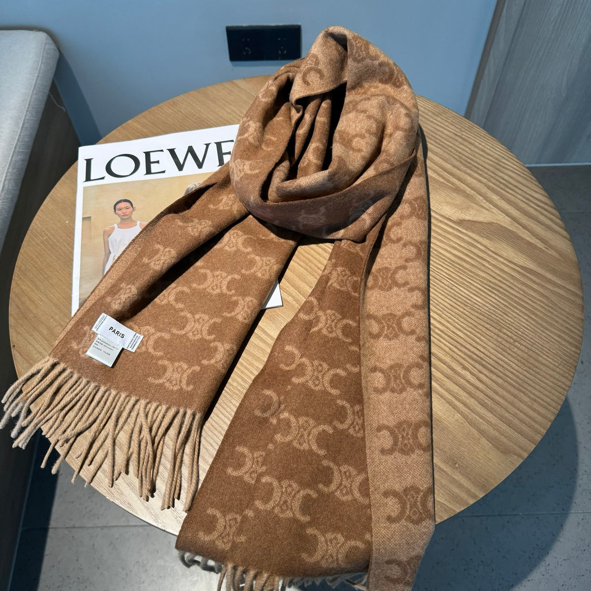 brown velvet floral Scarf for women - alternate angle view 7