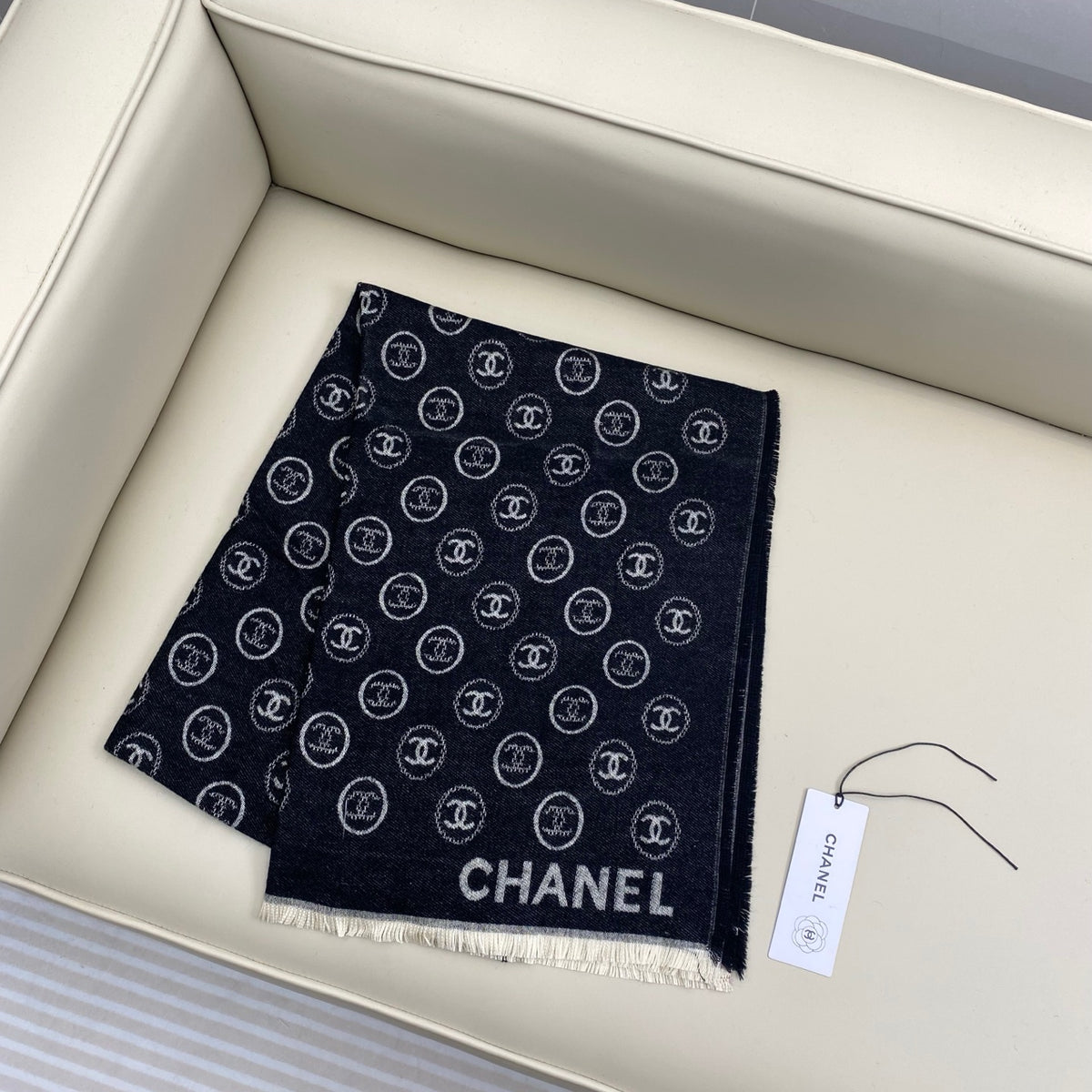 velvet double c Scarf for women - alternate angle view 3