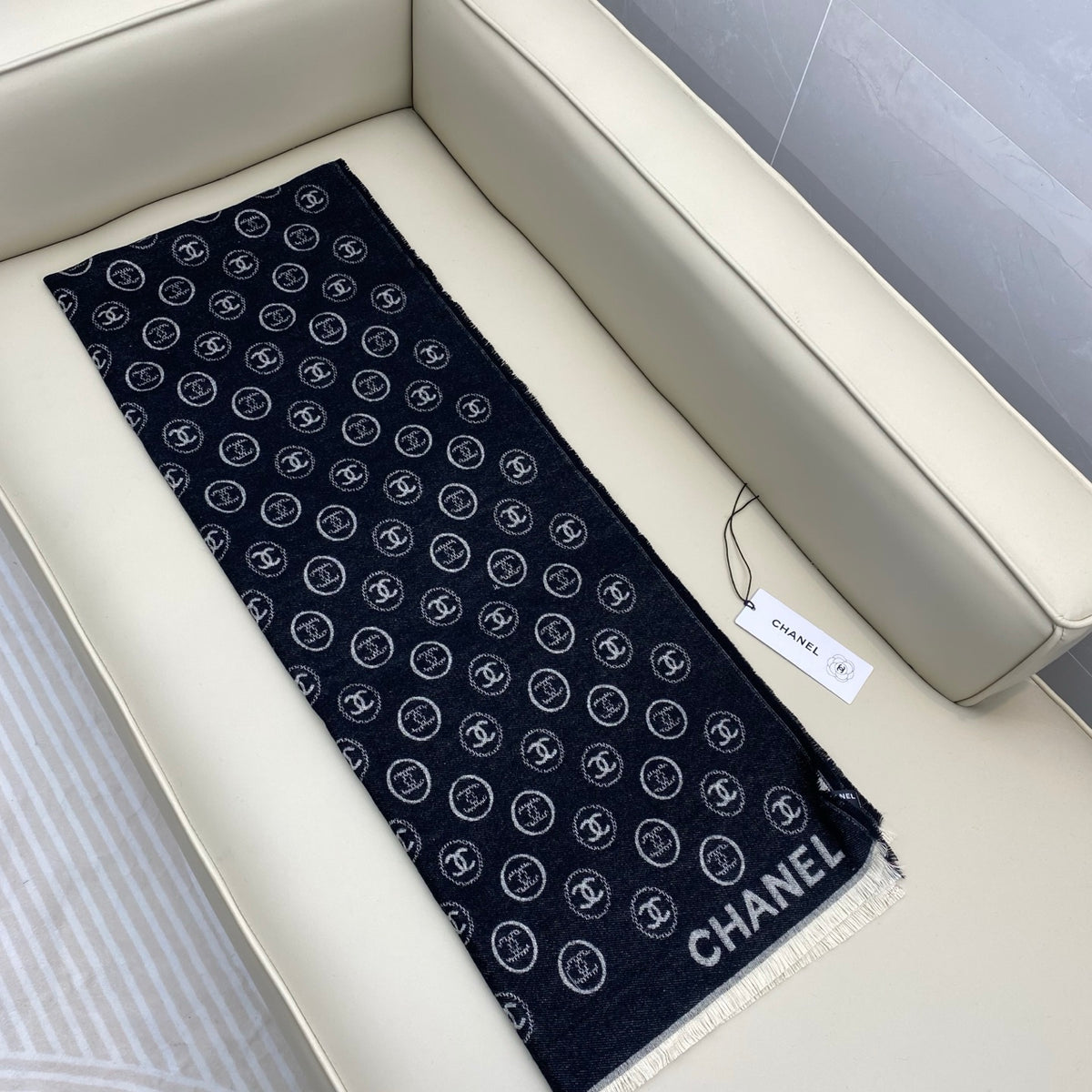 velvet double c Scarf for women - alternate angle view 8