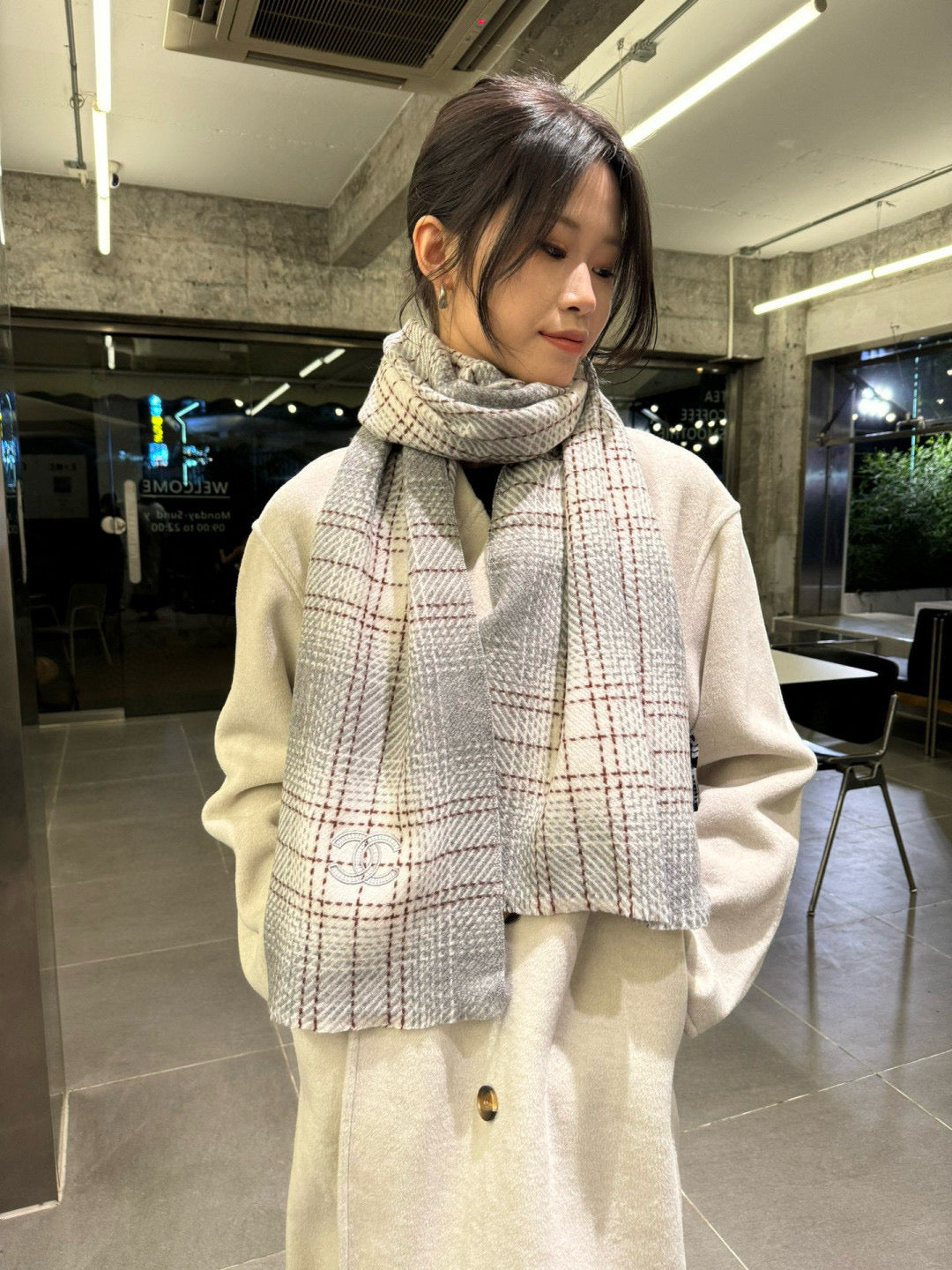 velvet floral Scarf for women - product detail view