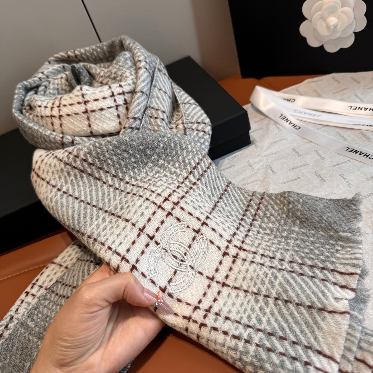 velvet floral Scarf for women - alternate angle view 7