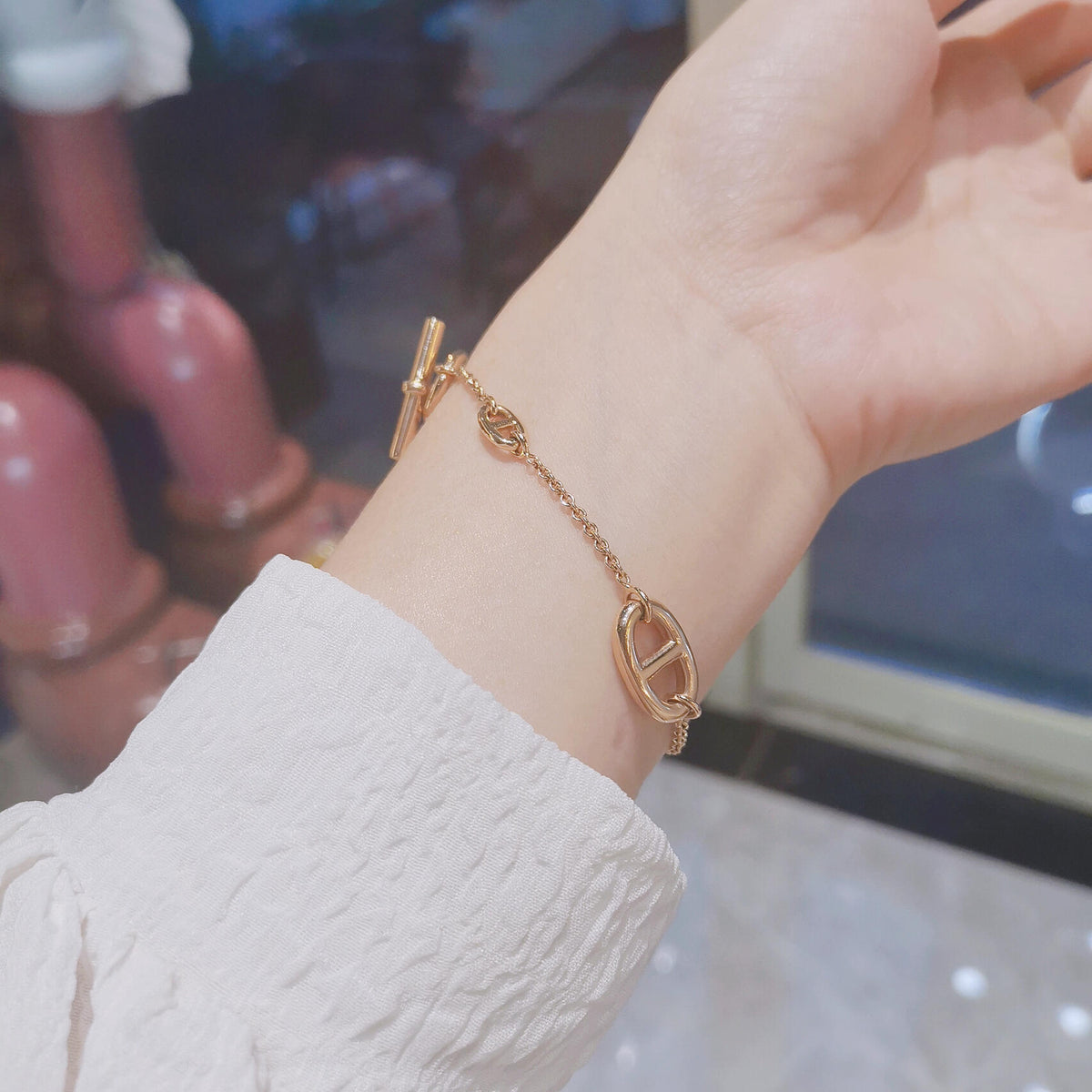 rose gold brass rose Bracelet for women - alternate angle view 9
