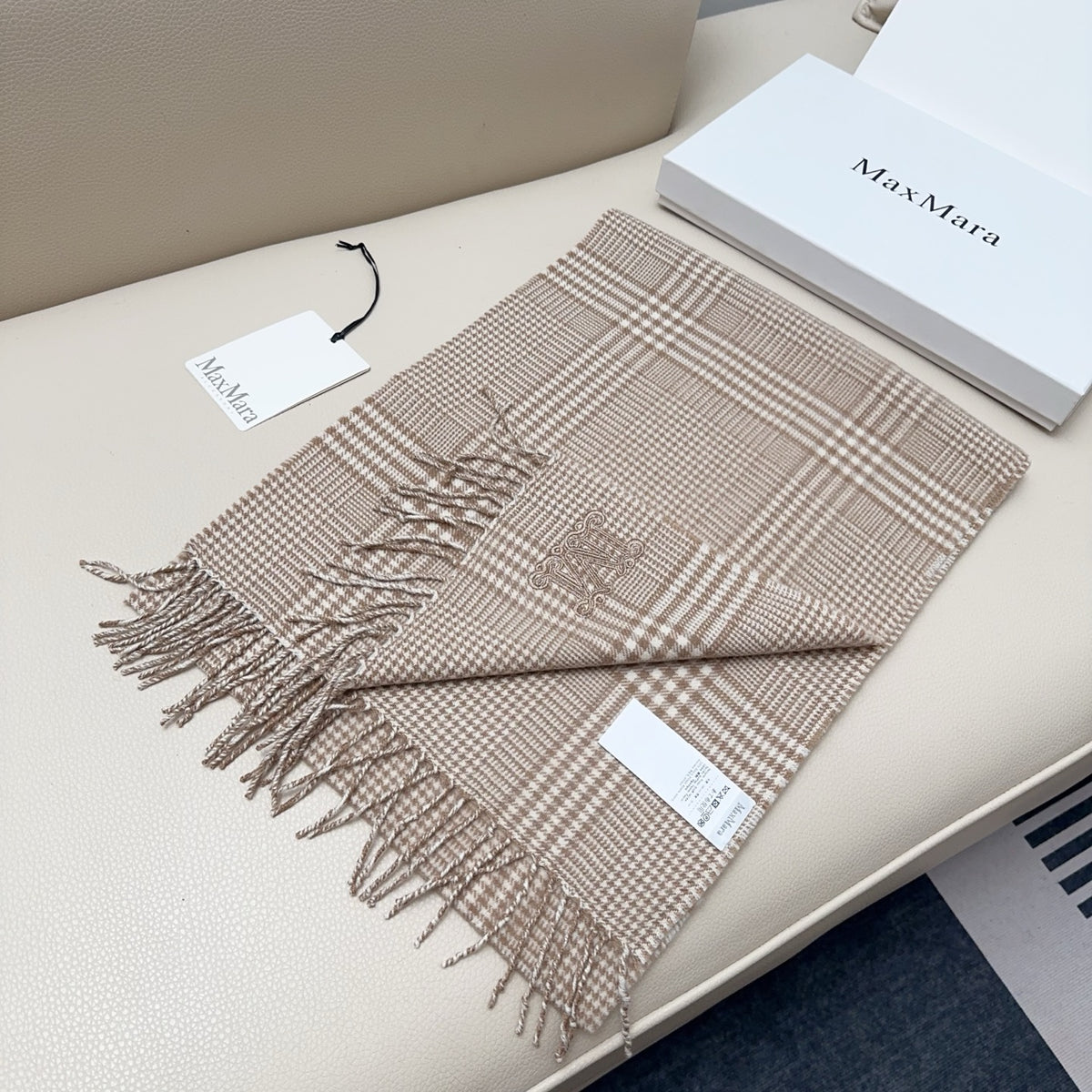 camel velvet luxury Scarf for women - alternate angle view 3