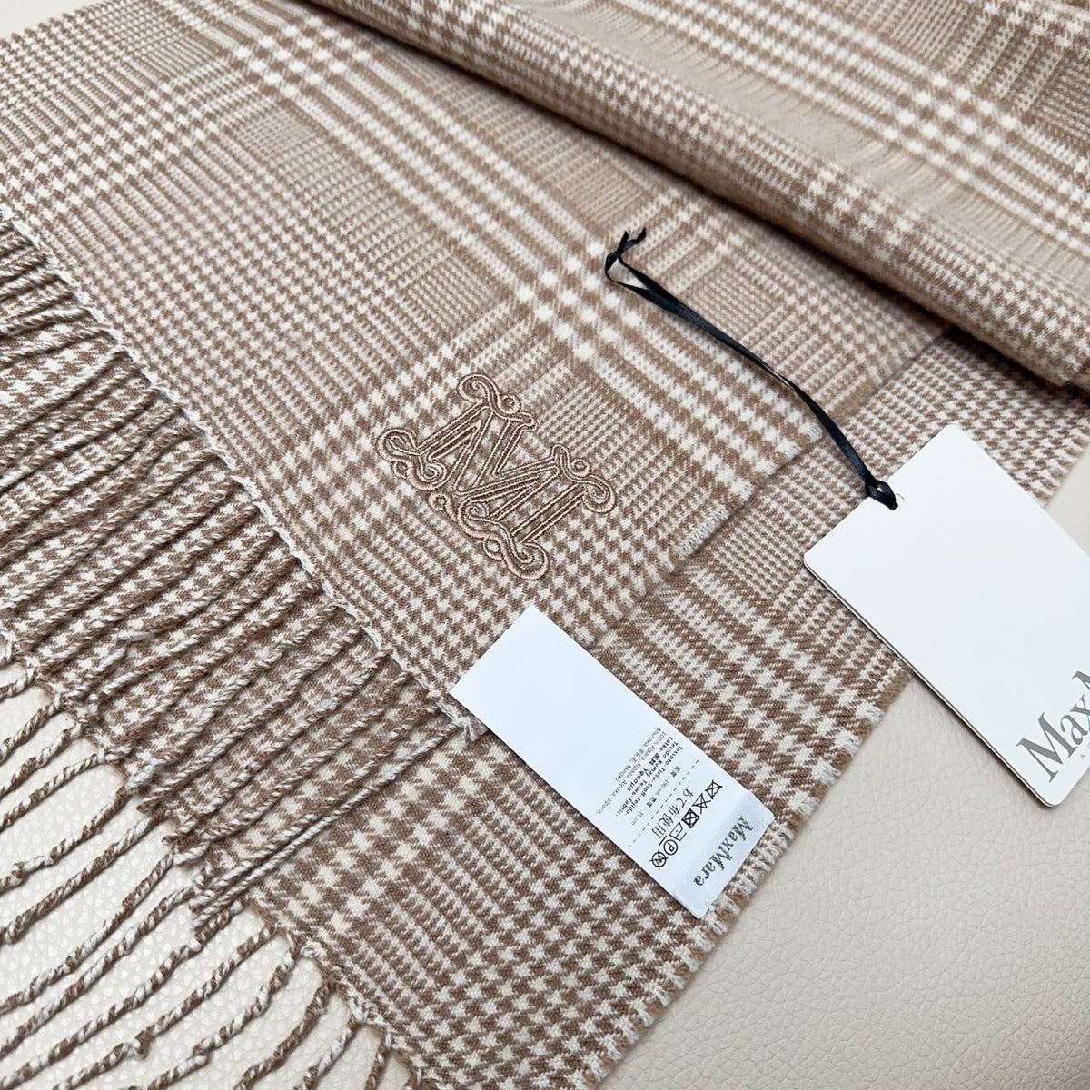 camel velvet luxury Scarf for women - alternate angle view 7