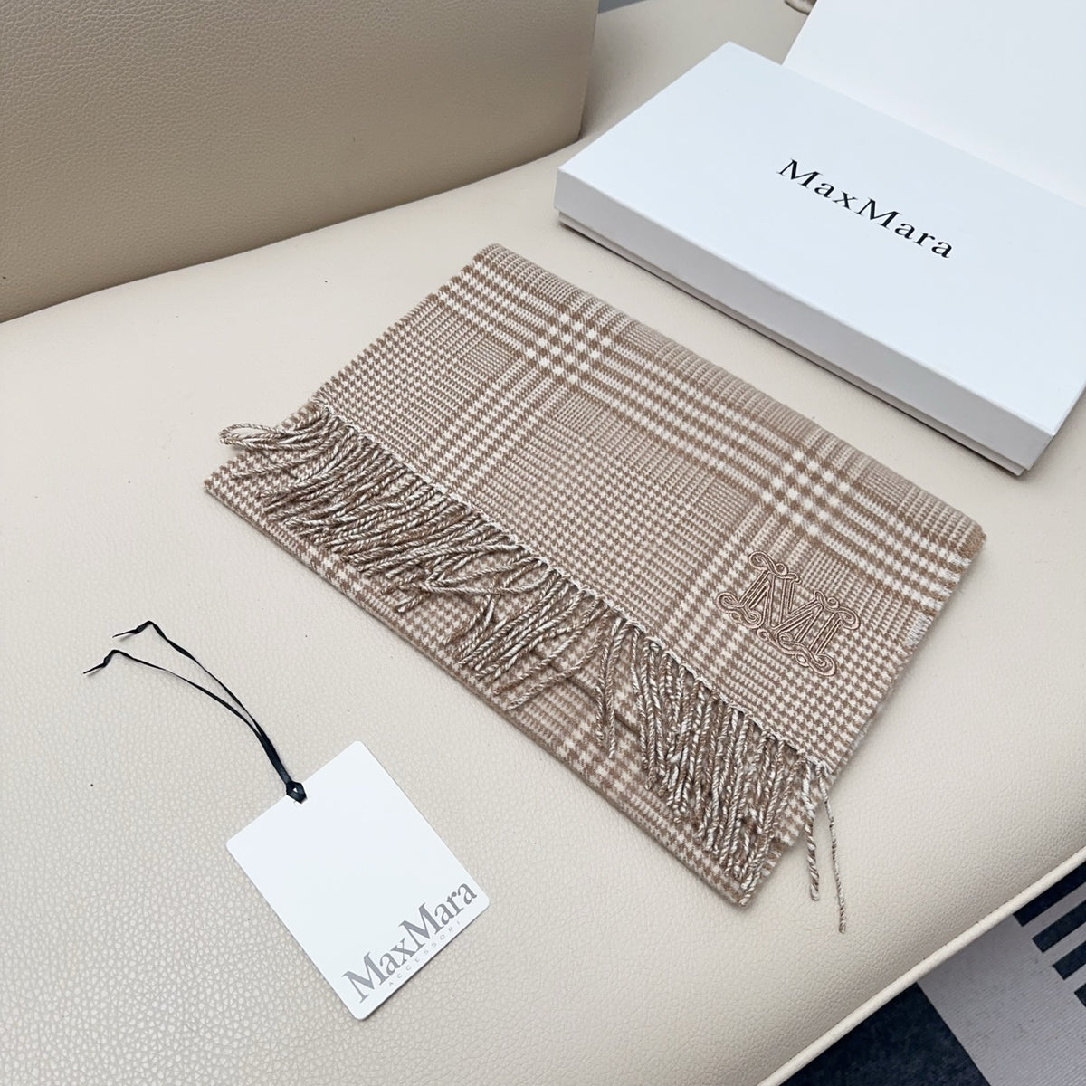 camel velvet luxury Scarf for women - product detail view