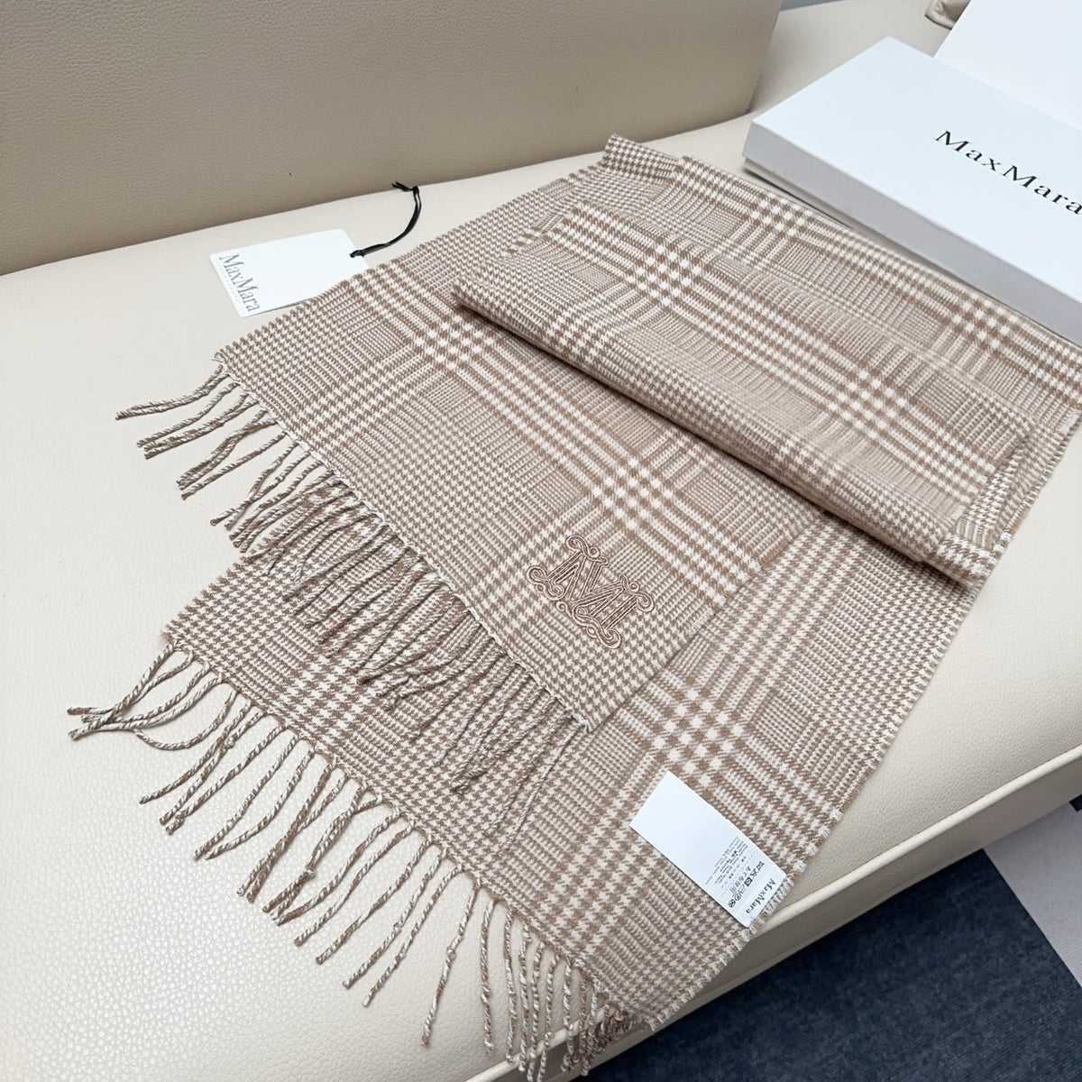 camel velvet luxury Scarf for women - alternate angle view 5