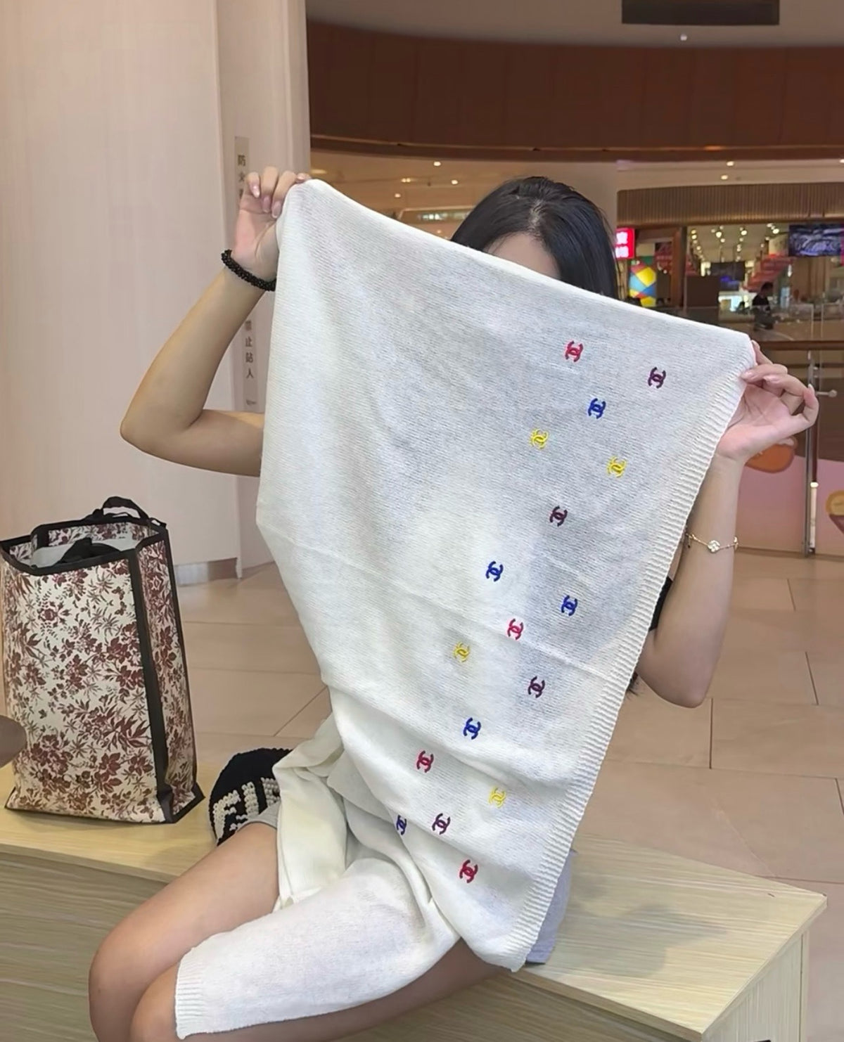 rainbow wool Shawl for women - alternate angle view 3
