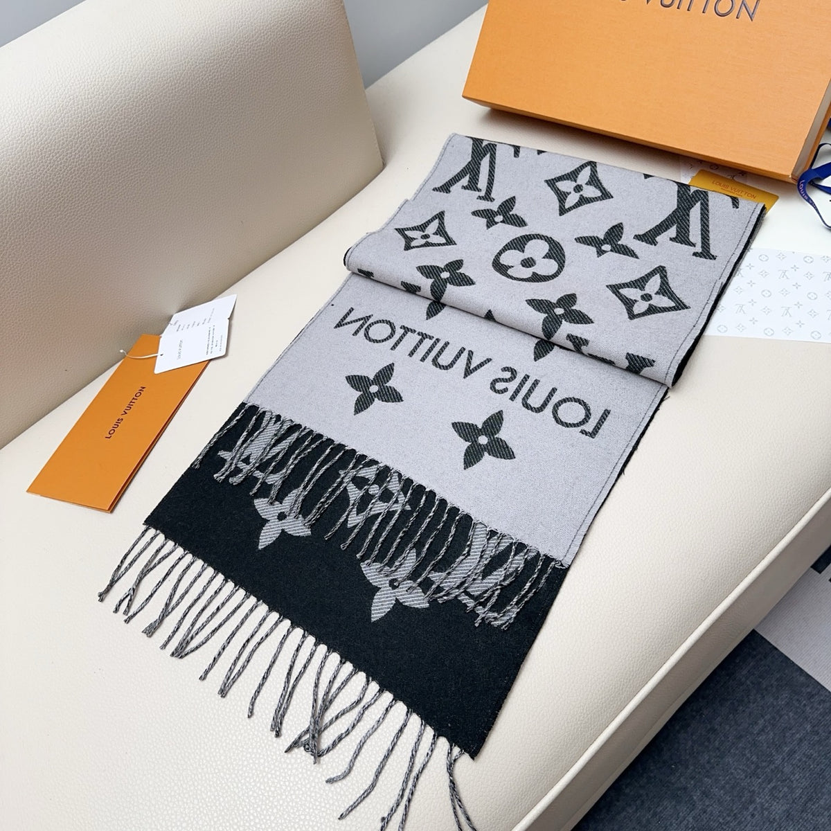 beige wool tassel Scarf for women - alternate angle view 6