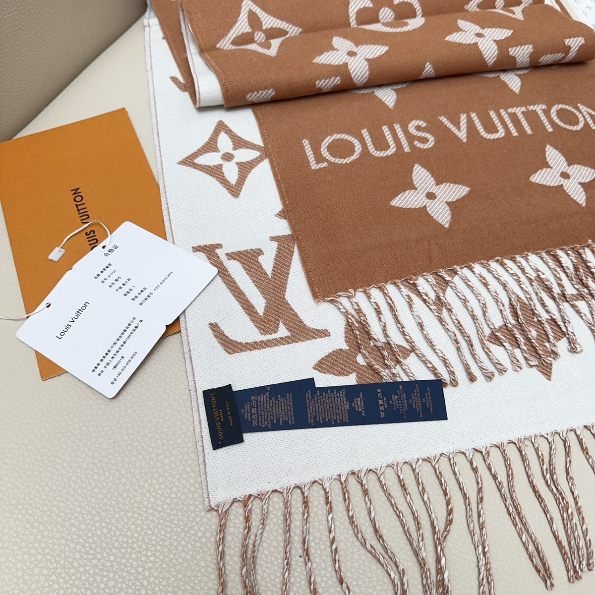 beige wool tassel Scarf for women - alternate angle view 7