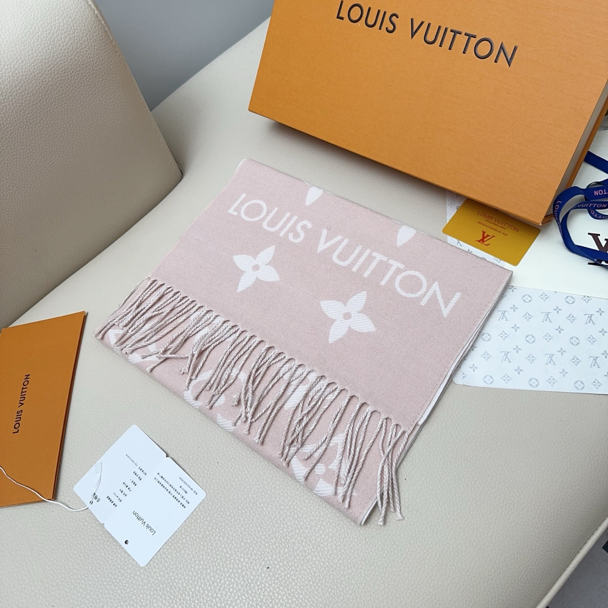 beige wool tassel Scarf for women - alternate angle view 2