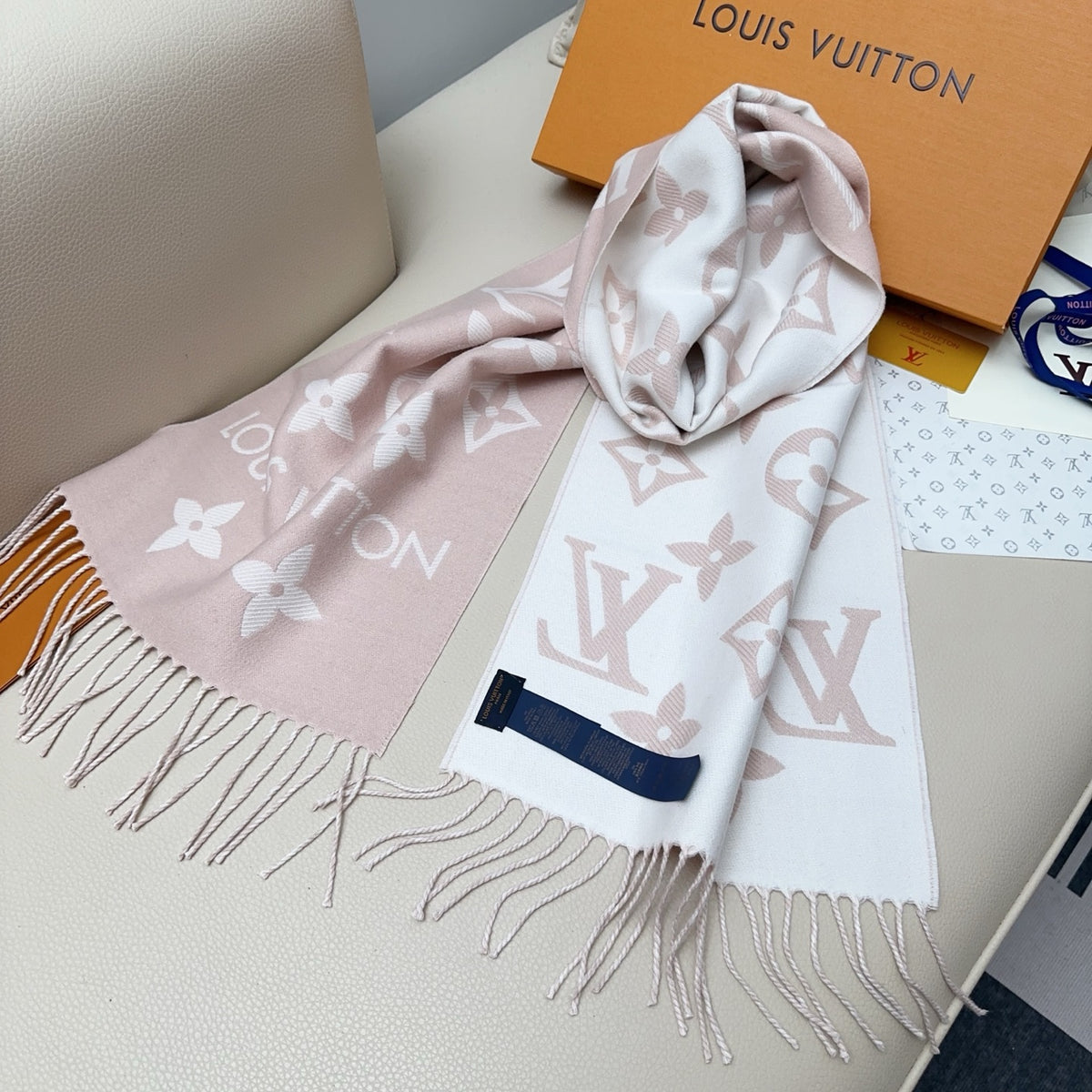 beige wool tassel Scarf for women - alternate angle view 8
