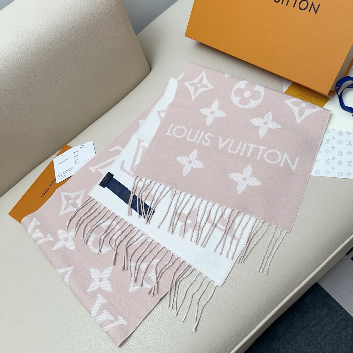 beige wool tassel Scarf for women - alternate angle view 5