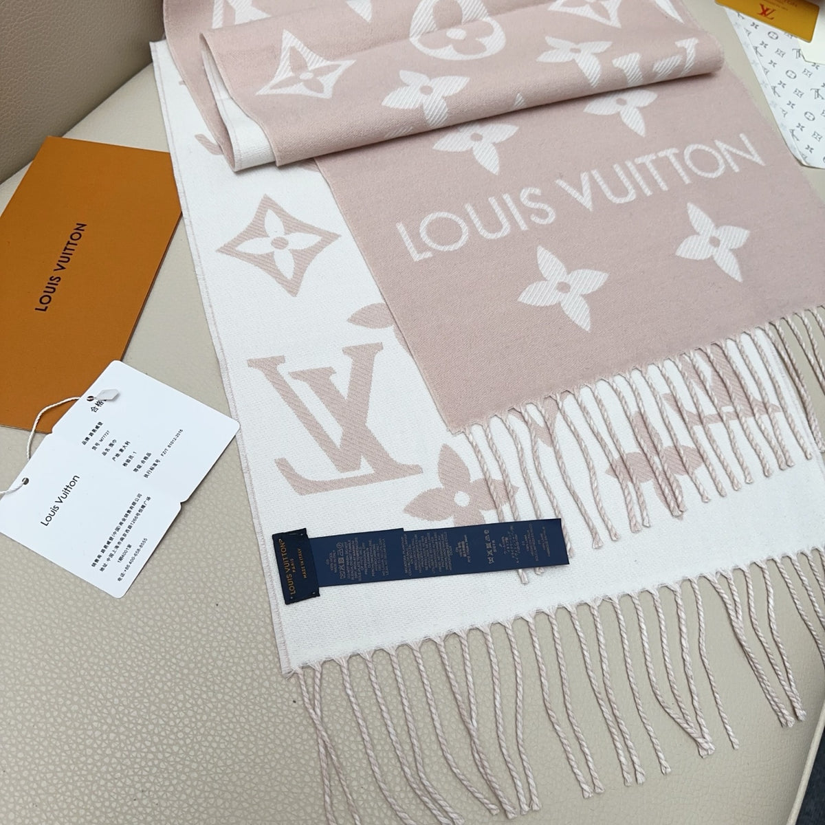 beige wool tassel Scarf for women - alternate angle view 7