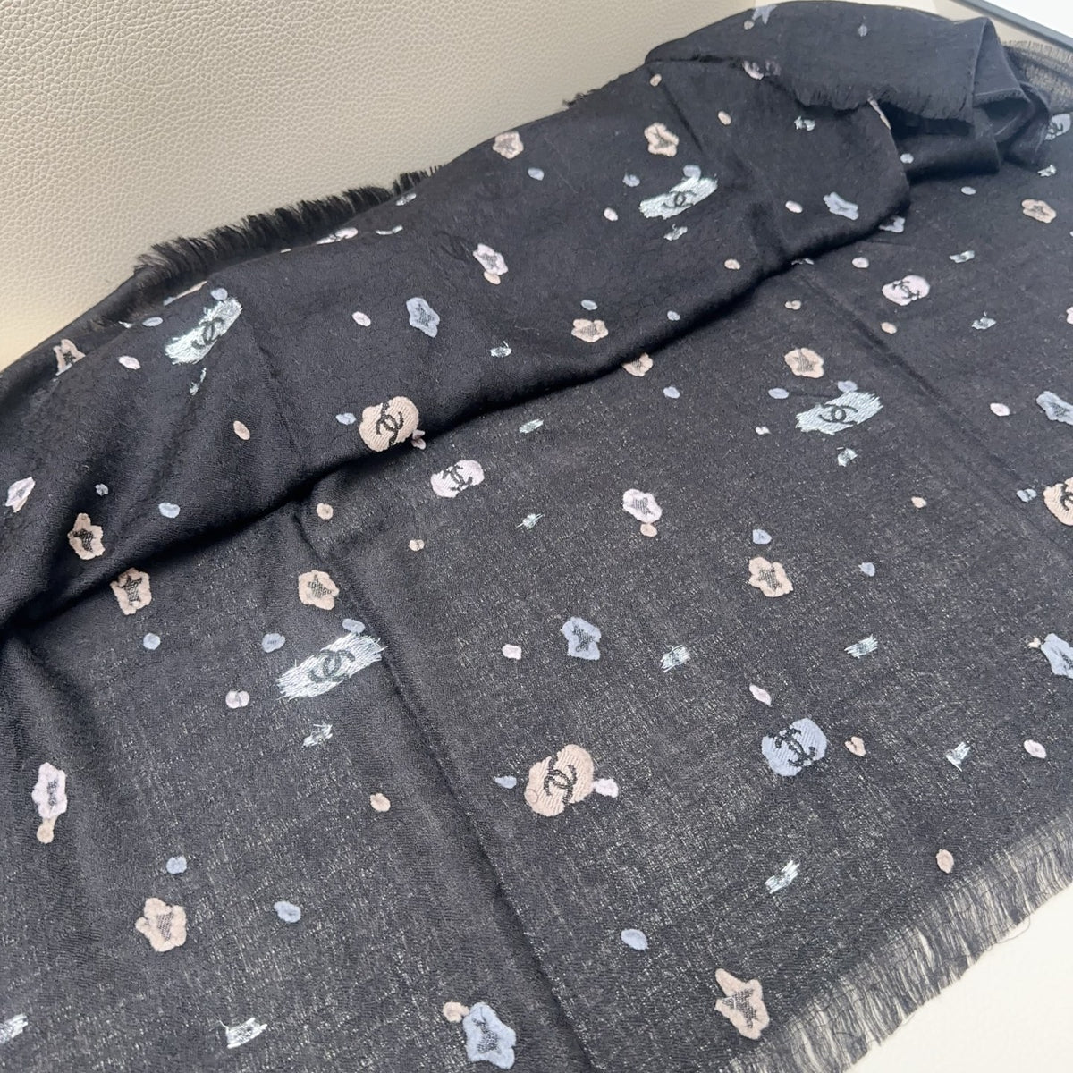 pink velvet floral Scarf for women - alternate angle view 5