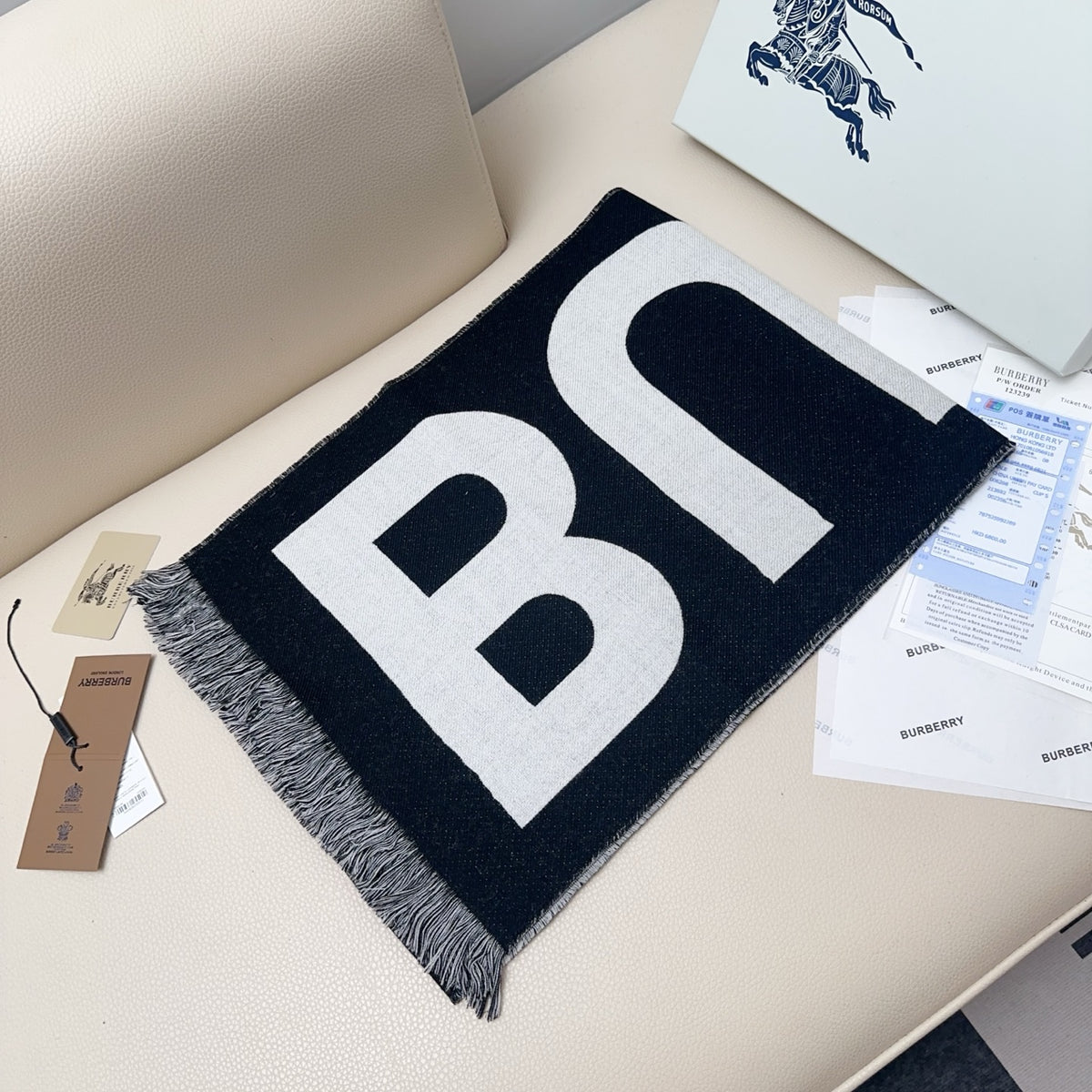 wool letter Scarf for men - alternate angle view 2