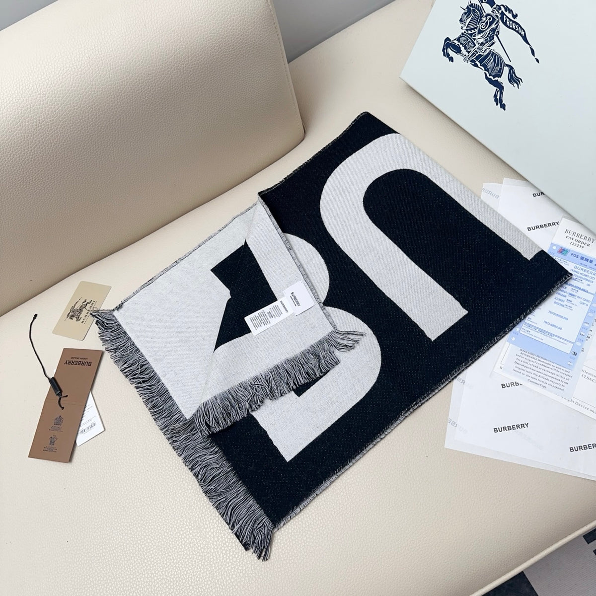 wool letter Scarf for men - alternate angle view 3