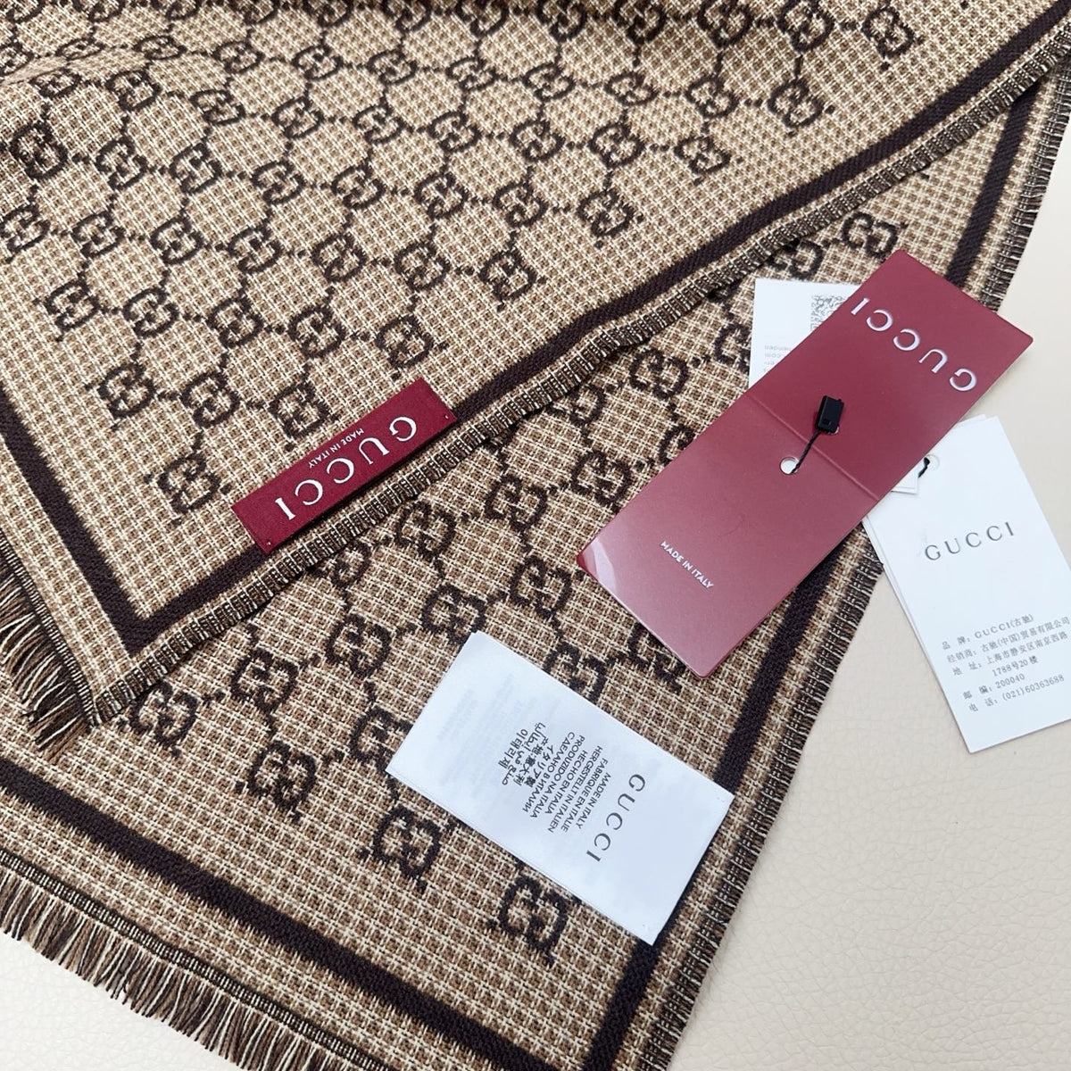 beige wool tassel Scarf for women - alternate angle view 7