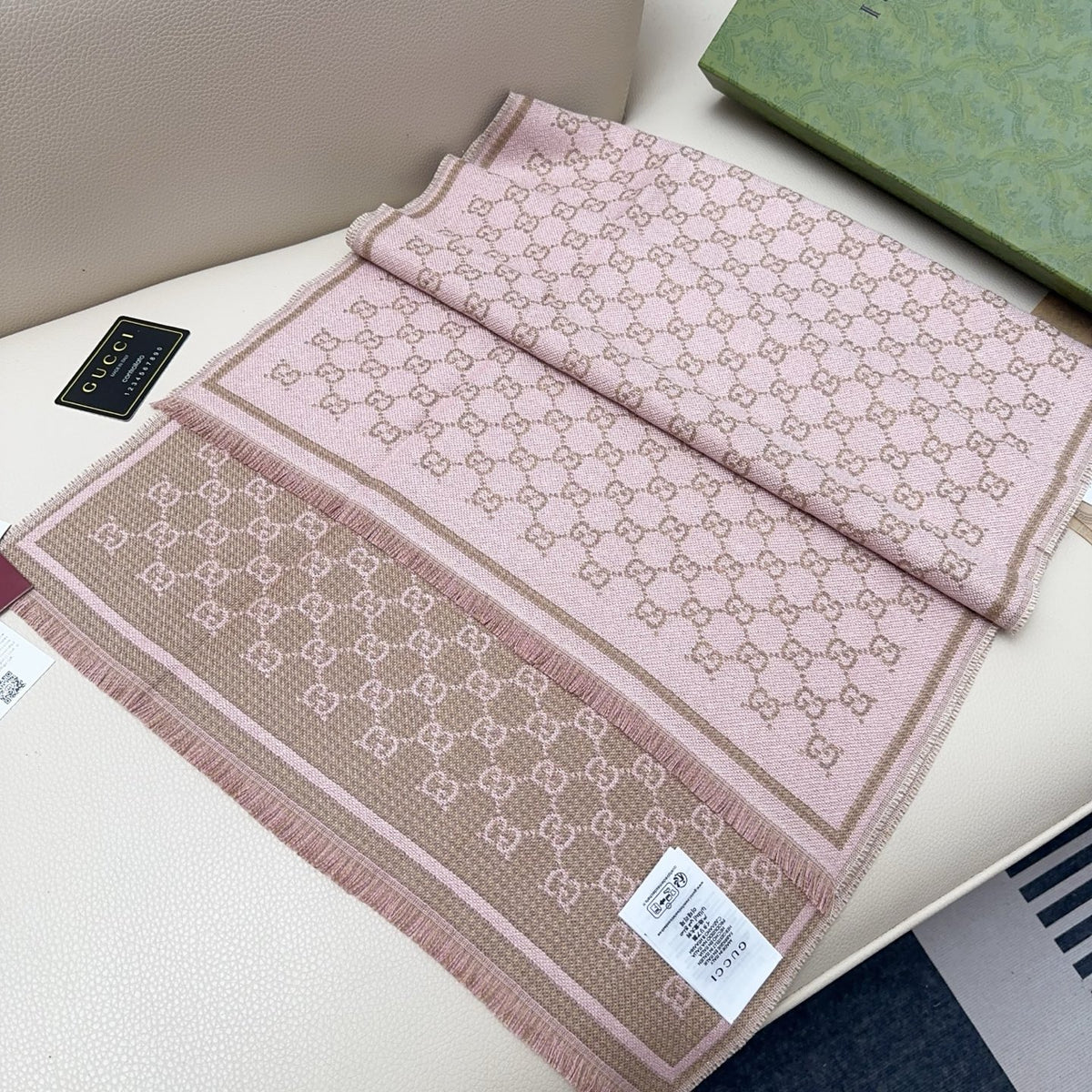 beige wool tassel Scarf for women - alternate angle view 3