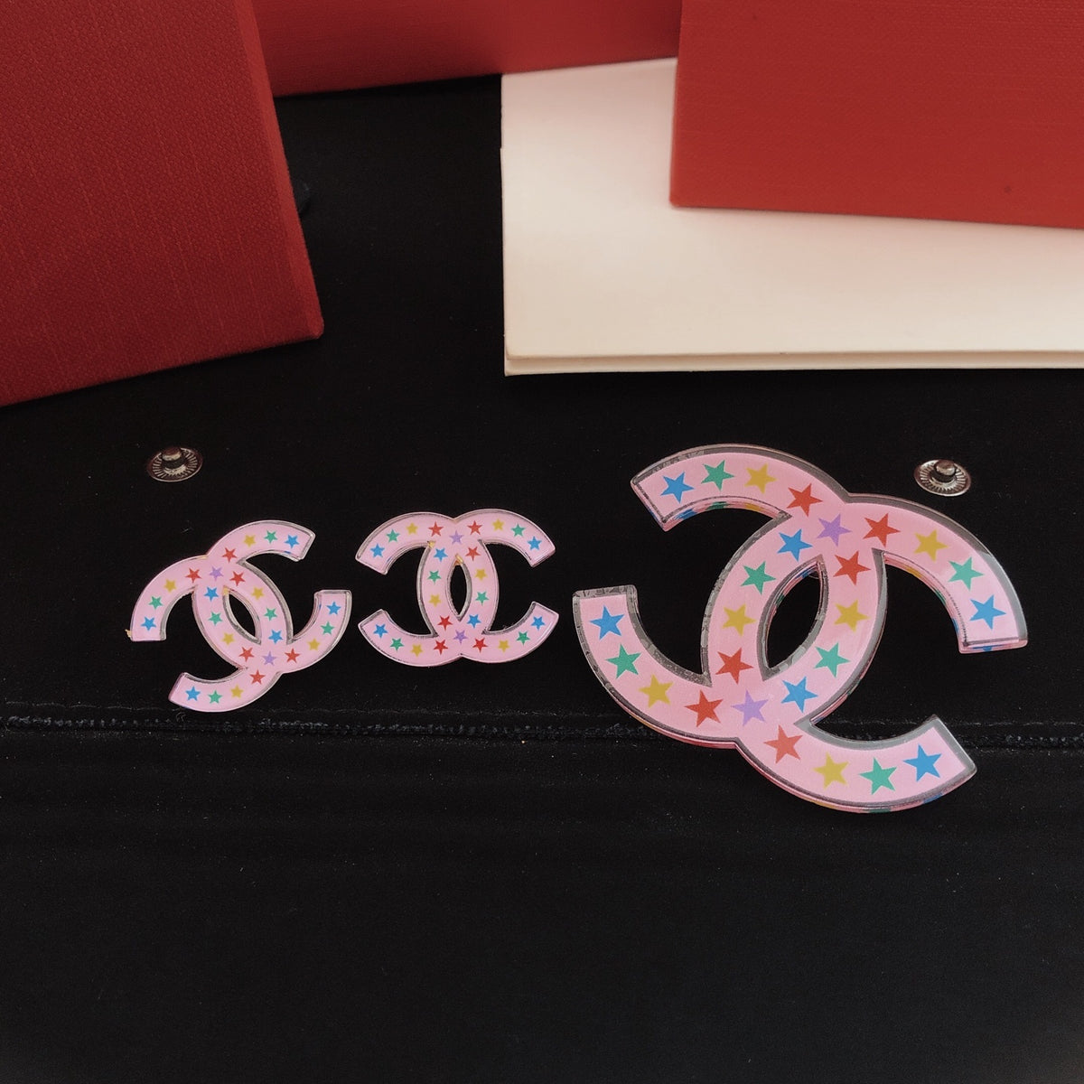 pink brass Stud Earrings for women - alternate angle view 9