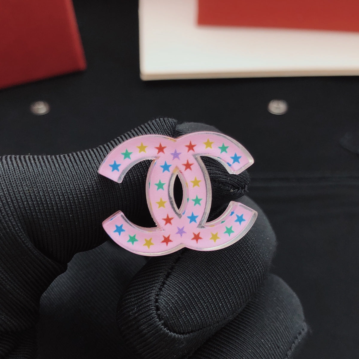 pink brass Stud Earrings for women - alternate angle view 6