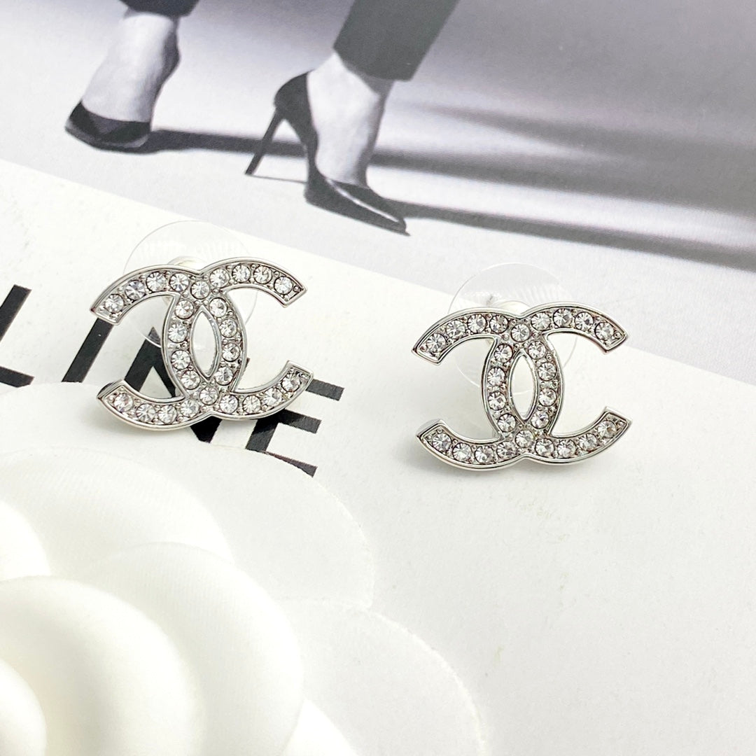 white gold sterling silver rhinestone Drop Earrings for women - alternate angle view 3