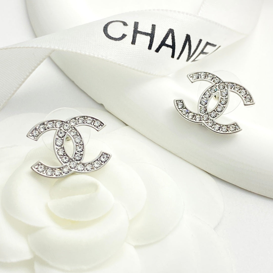 white gold sterling silver rhinestone Drop Earrings for women - product detail view