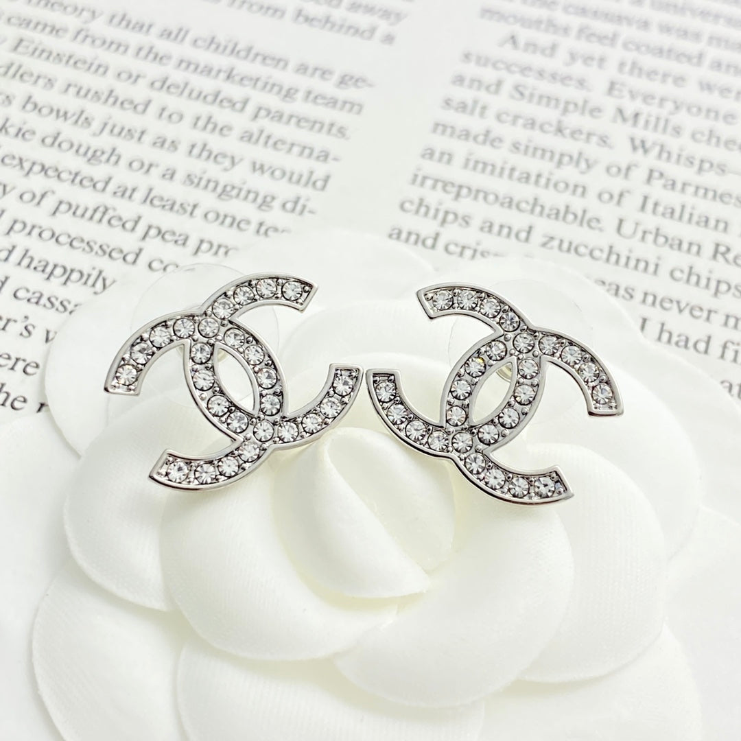 white gold sterling silver rhinestone Drop Earrings for women - alternate angle view 2