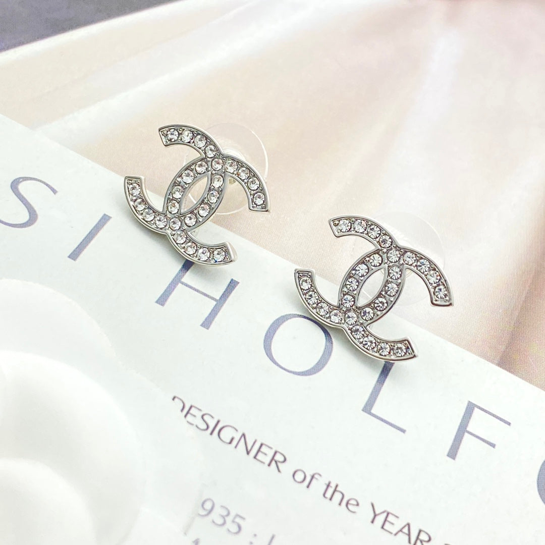 white gold sterling silver rhinestone Drop Earrings for women - alternate angle view 5