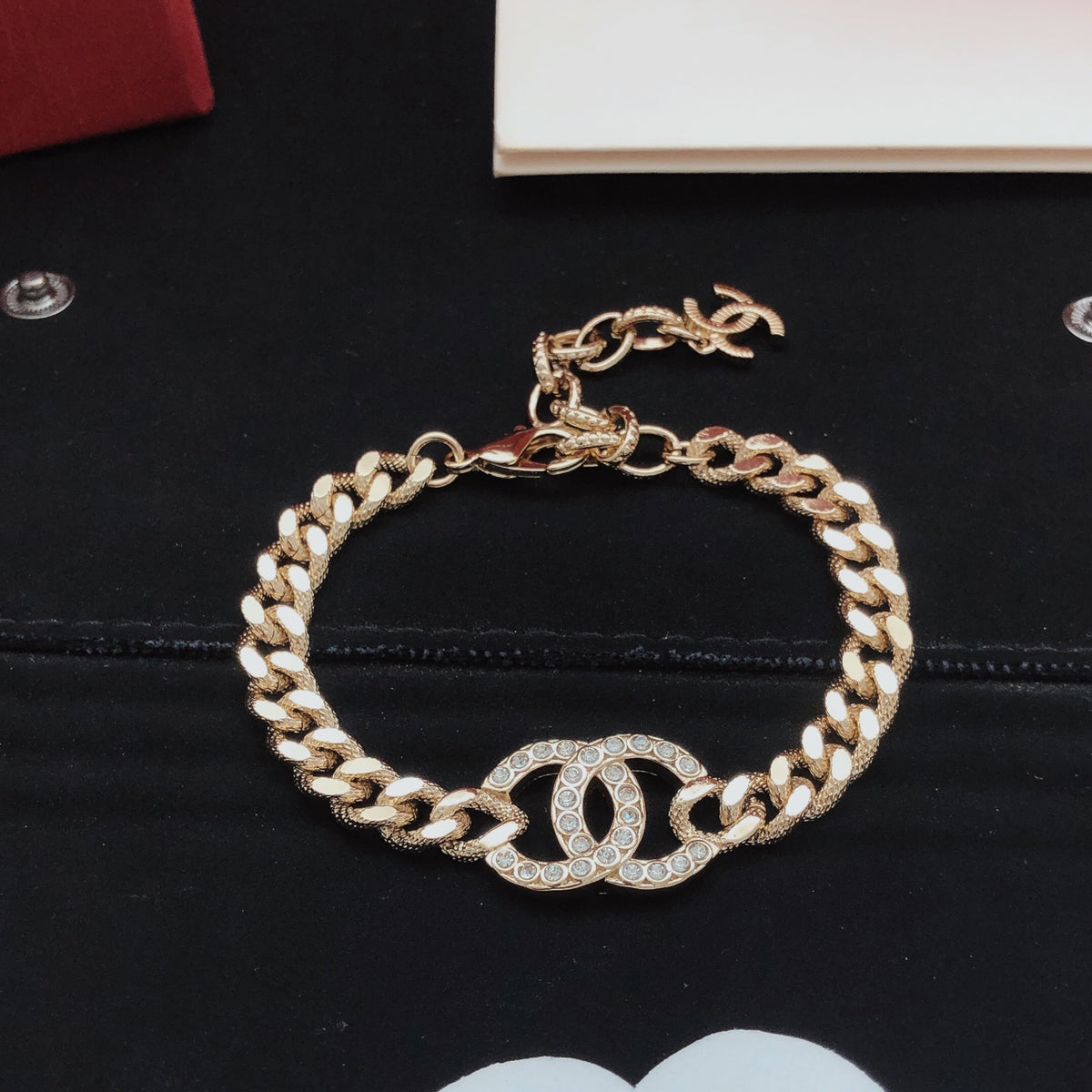 yellow brass floral Bracelet for women - alternate angle view 3