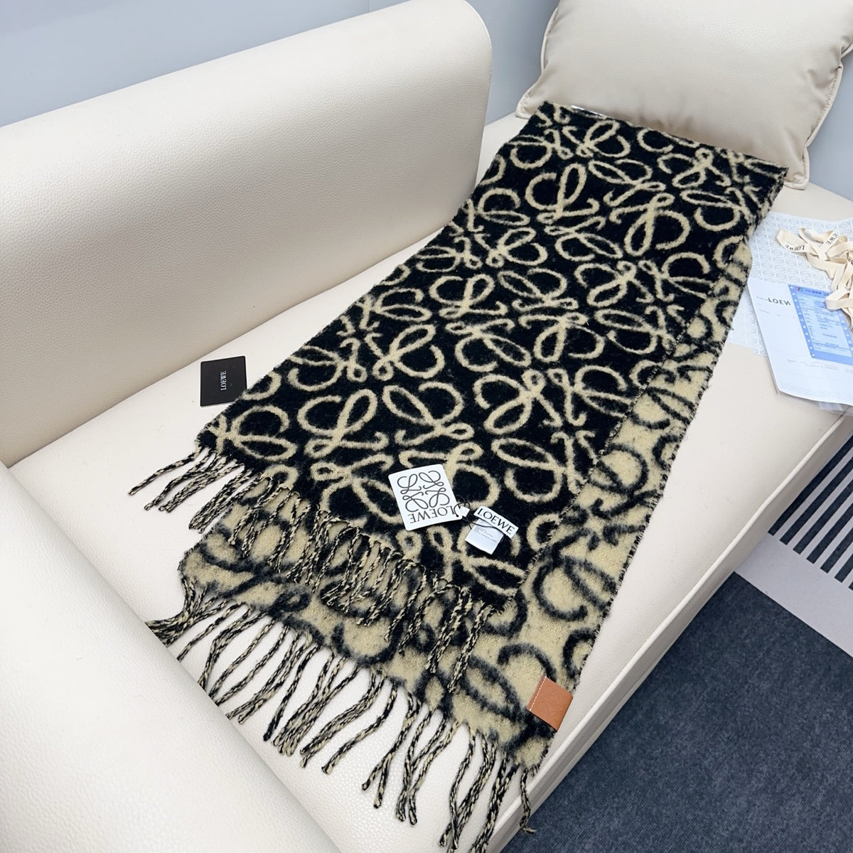 genuine leather tassel Scarf for women - alternate angle view 7