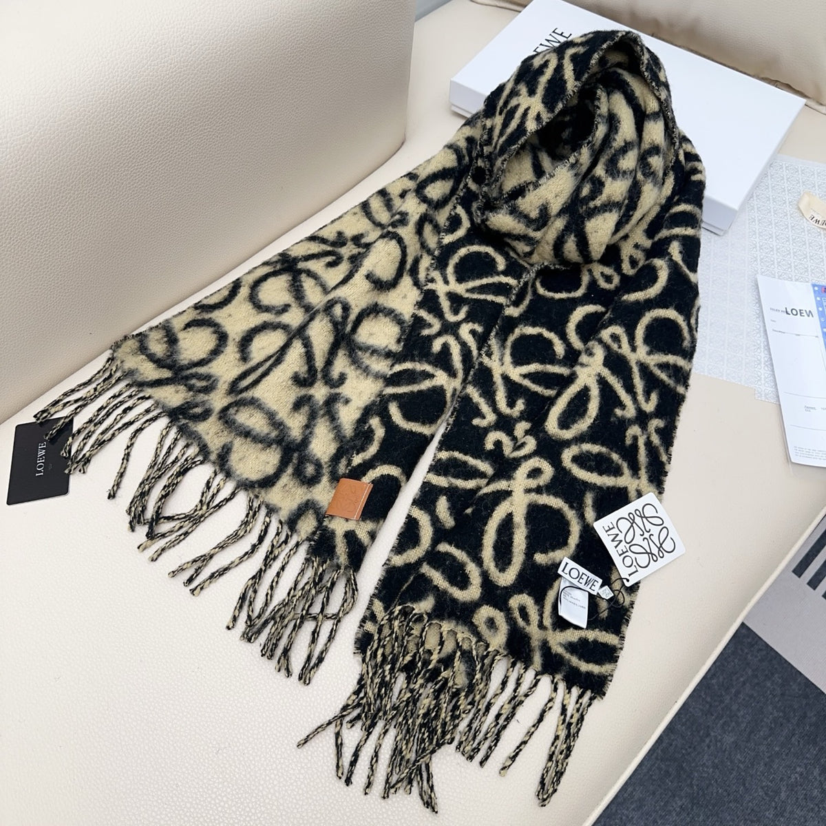 genuine leather tassel Scarf for women - alternate angle view 8