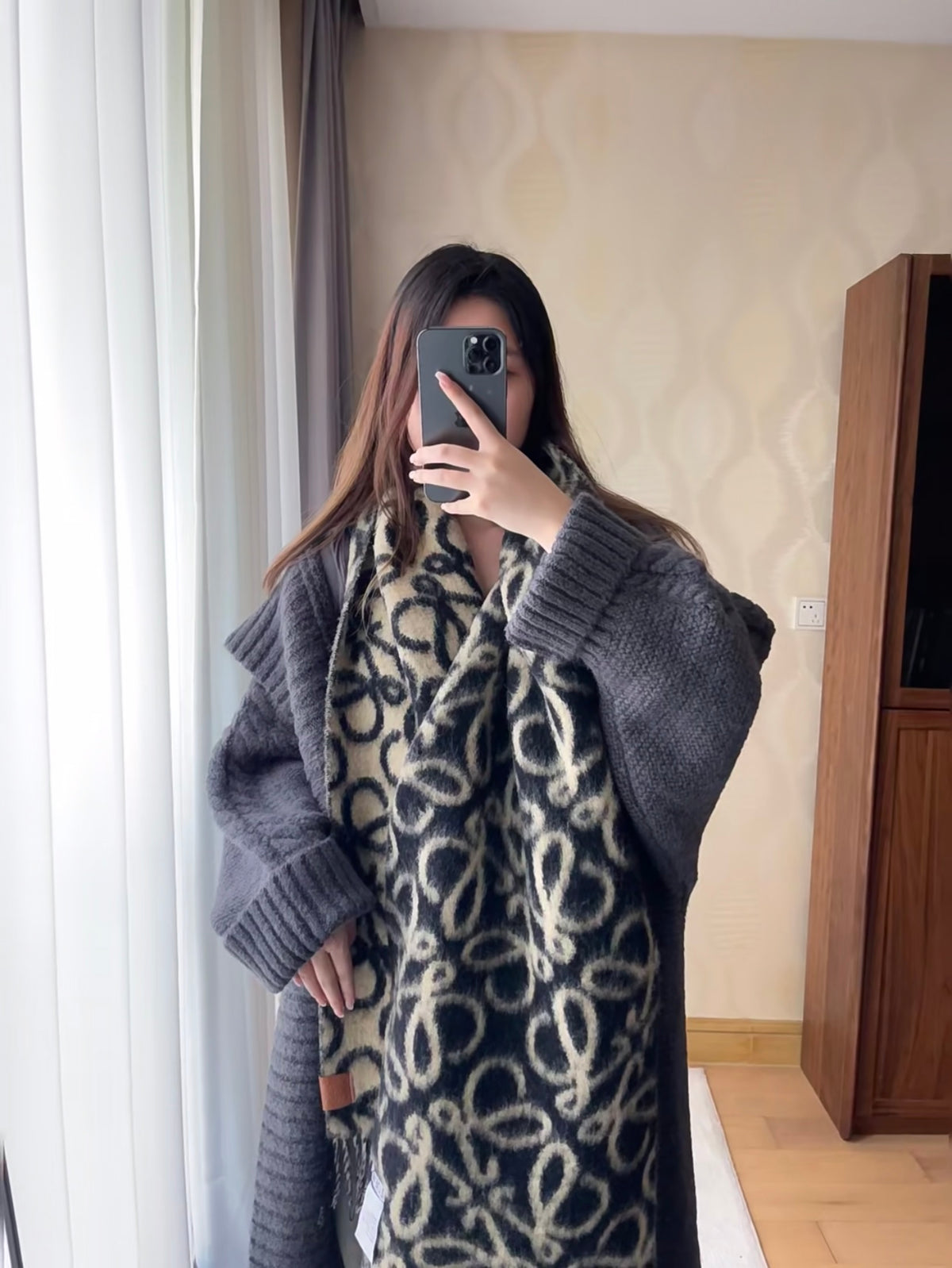 genuine leather tassel Scarf for women - product detail view
