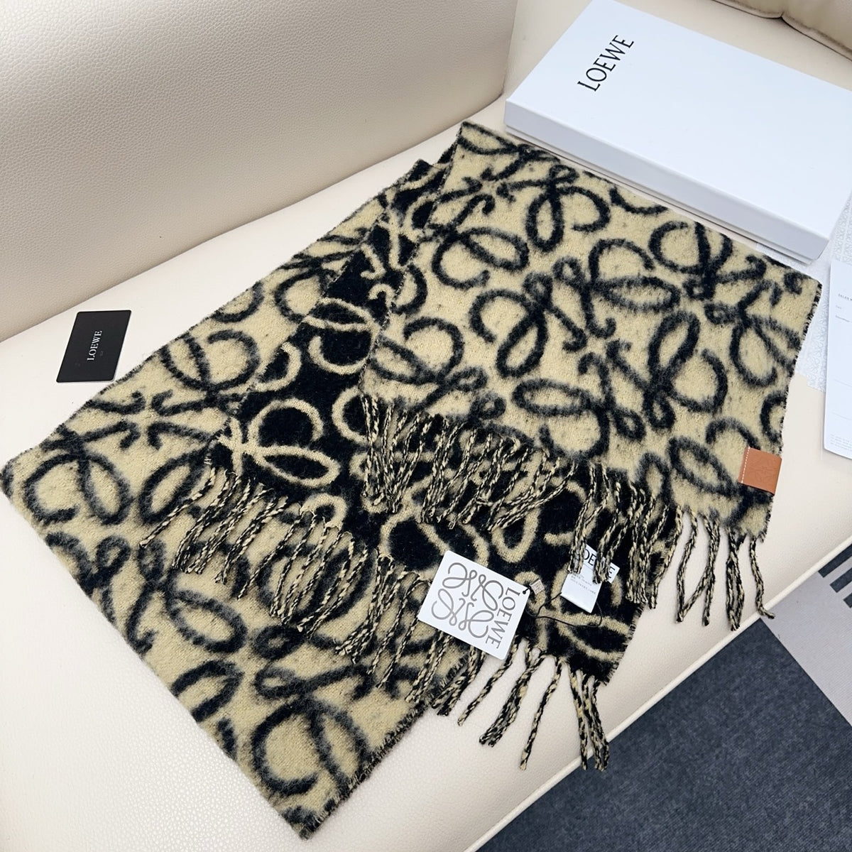 genuine leather tassel Scarf for women - alternate angle view 4