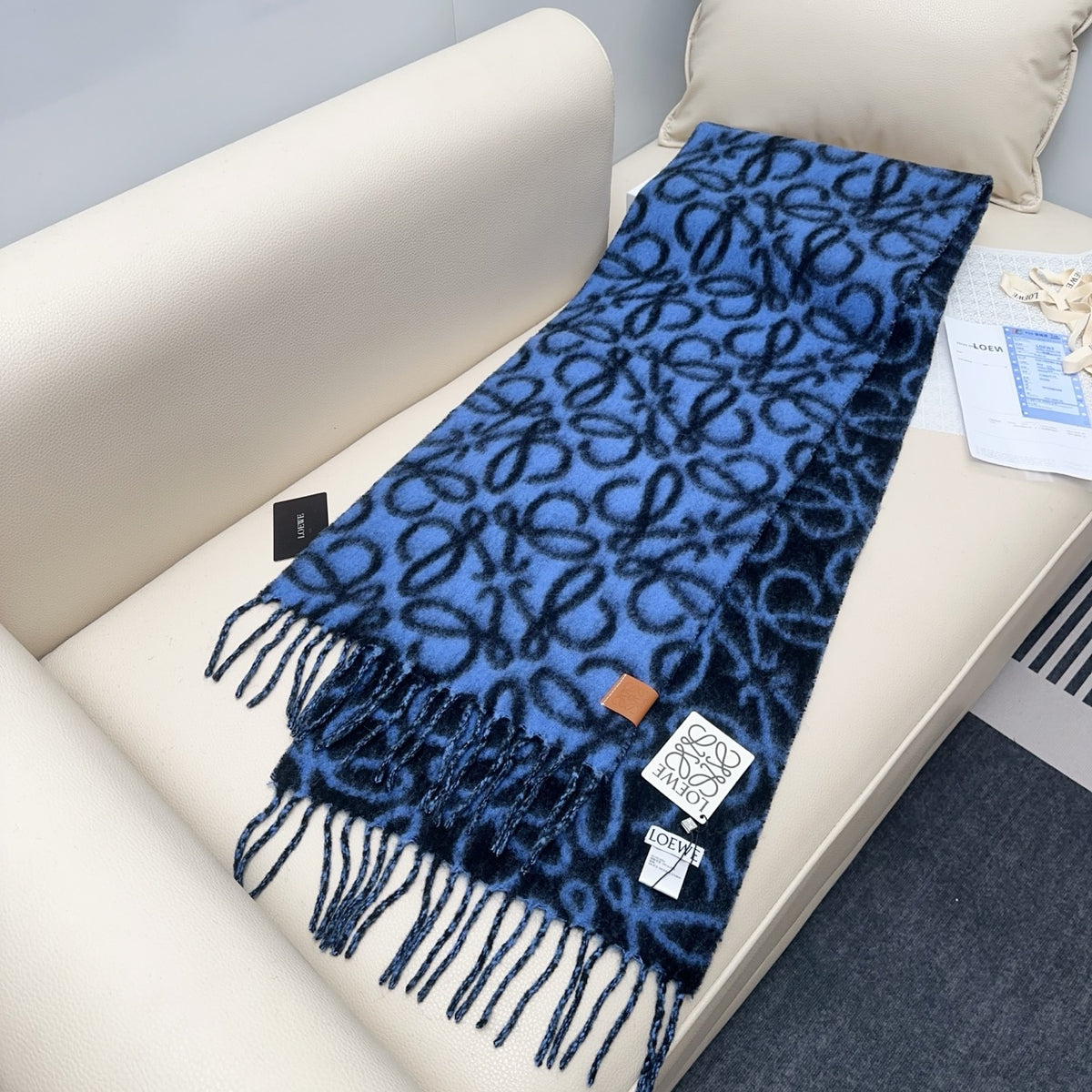genuine leather tassel Scarf for women - alternate angle view 6